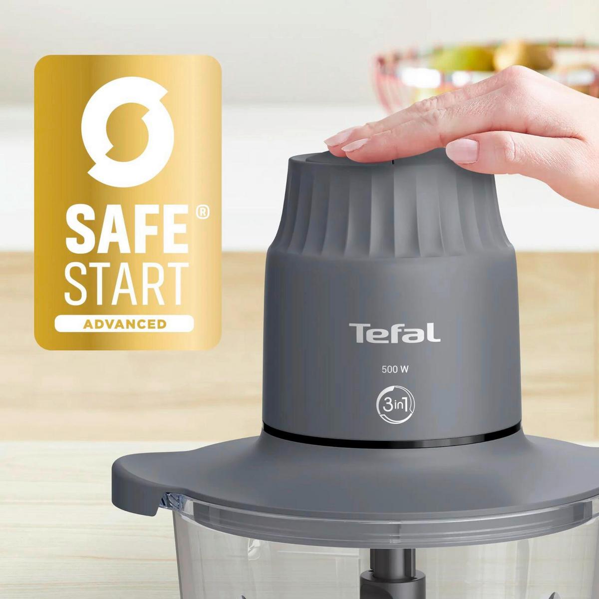 UNIVERSALZERKLEINERER 500W, 1000ml - Grau, Basics, Glas (21,7/18,4/25,4cm) - Tefal