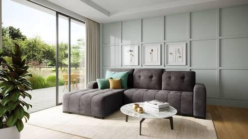 Ecksofa Vicari - Anthrazit/Schwarz, MODERN, Textil (292/185cm) - Livetastic