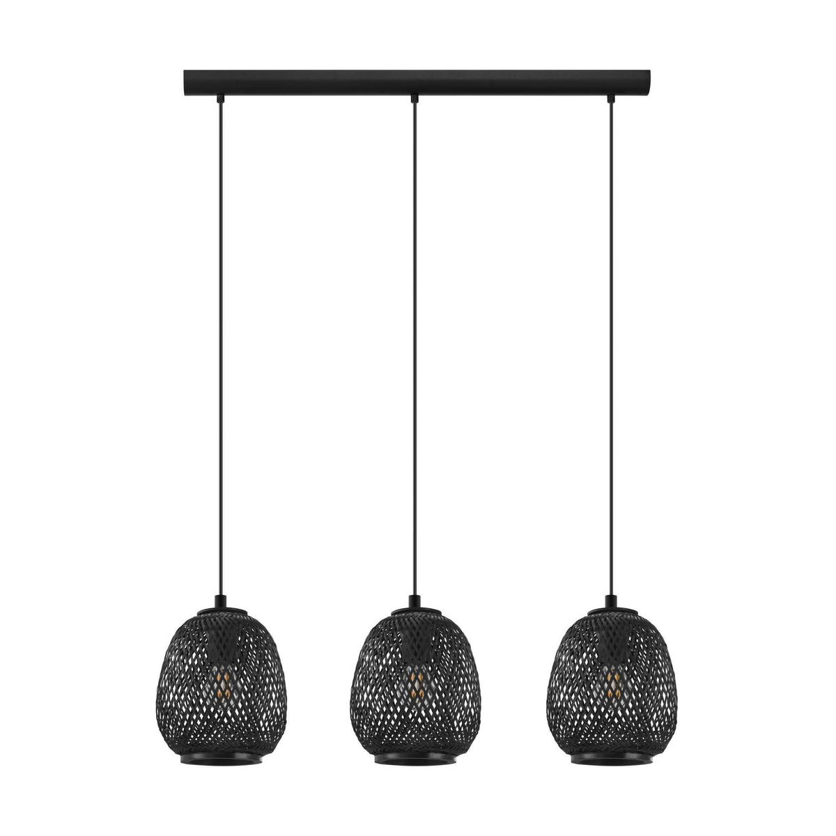 Hängeleuchte 43266* Dembleby 1 - Schwarz, Basics, Holz/Metall (90/20/110cm) - Eglo