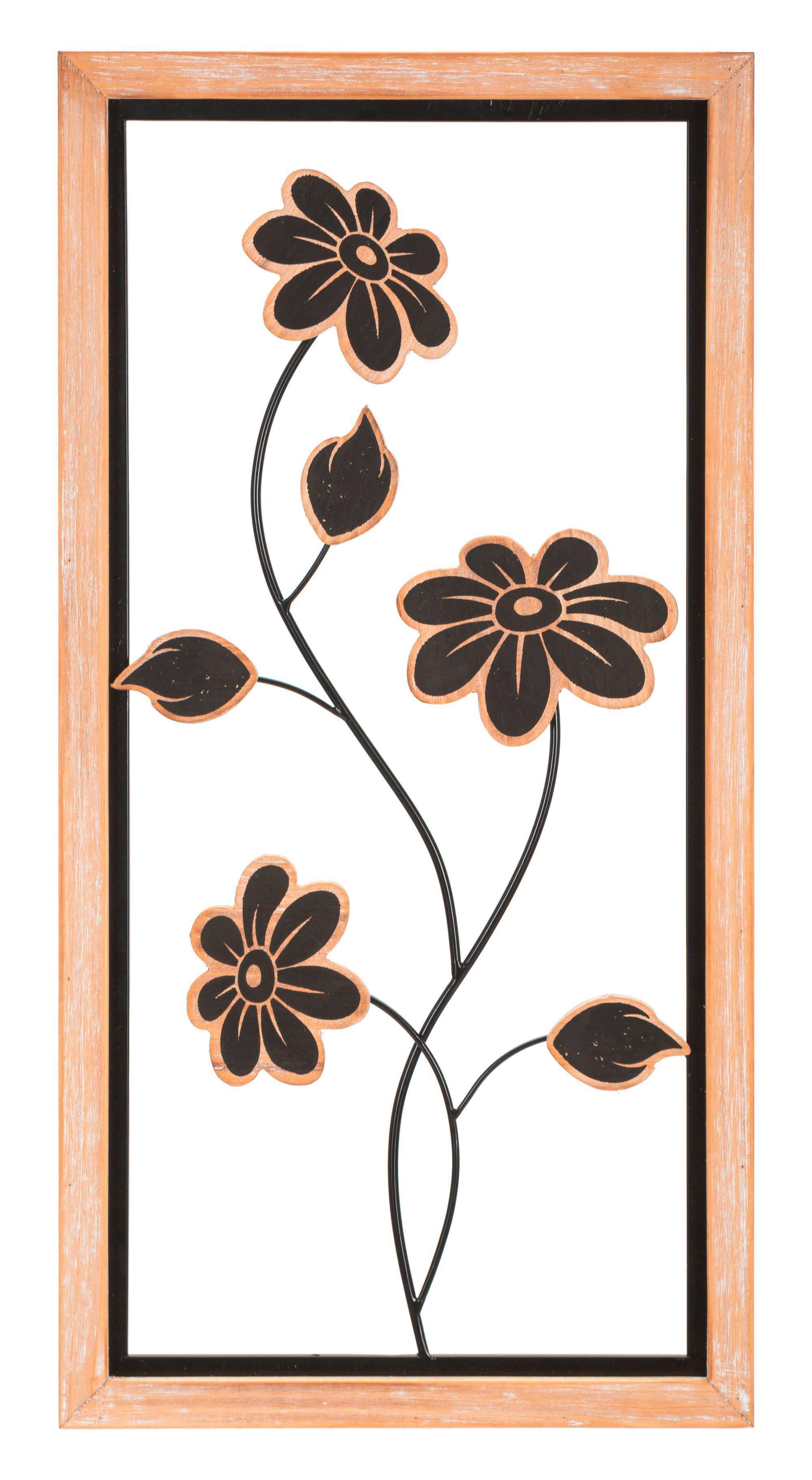 Wanddeko Girish Naturfarben, Schwarz B: 30 cm - Schwarz/Naturfarben, Basics, Holzwerkstoff/Metall (30/60/2.5cm)