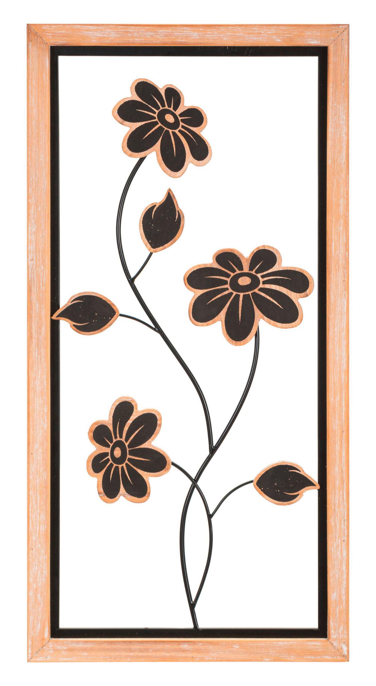 Wanddeko Girish Naturfarben, Schwarz B: 30 cm - Schwarz/Naturfarben, Basics, Holzwerkstoff/Metall (30/60/2.5cm)