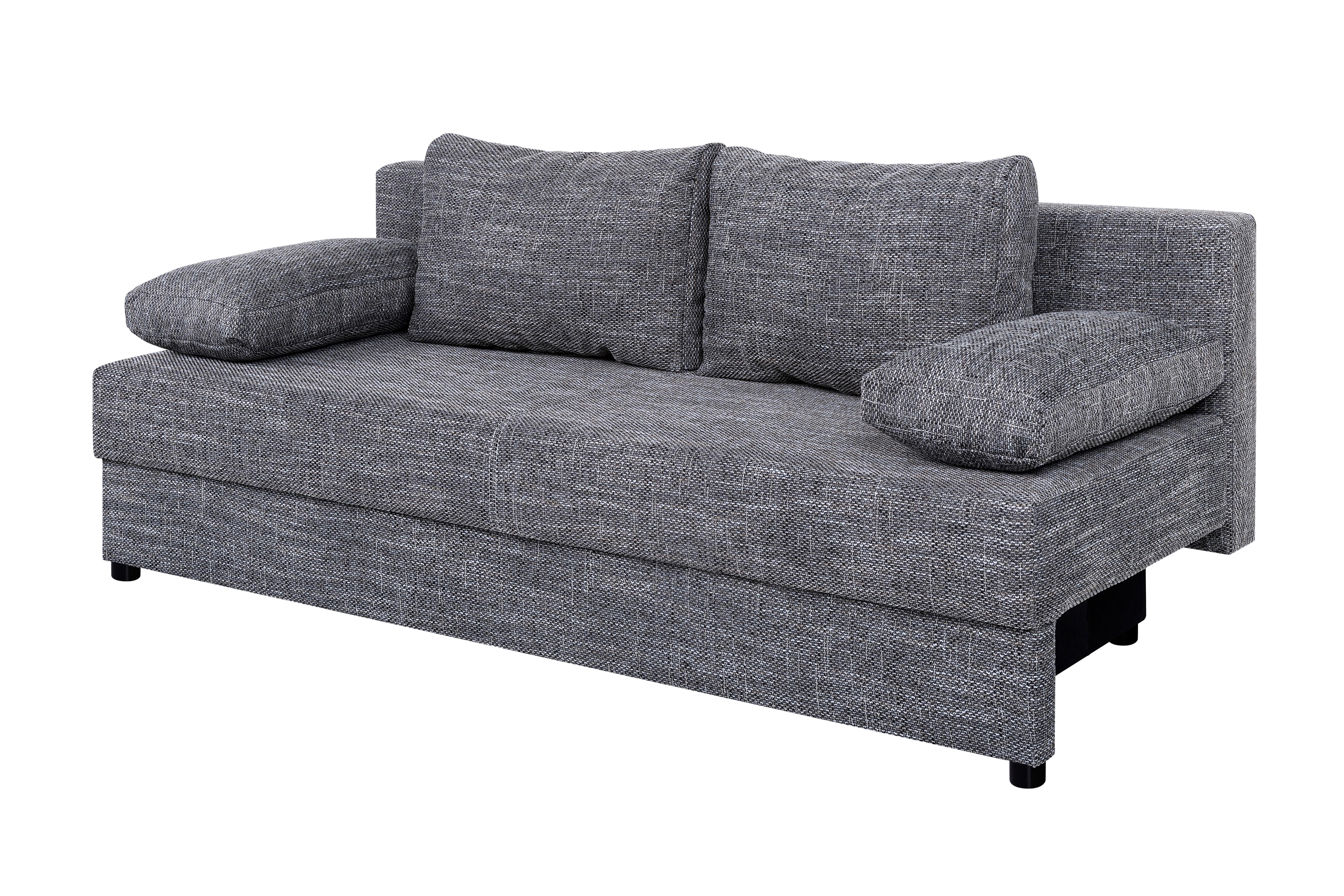 Schlafsofa Mega Grau B: 190 cm - Schwarz/Braun, Design, Holzwerkstoff/Textil (190/80/75cm) - P & B