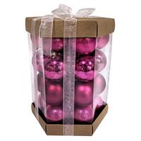 Christbaumkugel Kunststoff Lila Set Aus 28 Stk. - Lila/Braun, KONVENTIONELL, Karton/Kunststoff (6cm) - Luca Bessoni