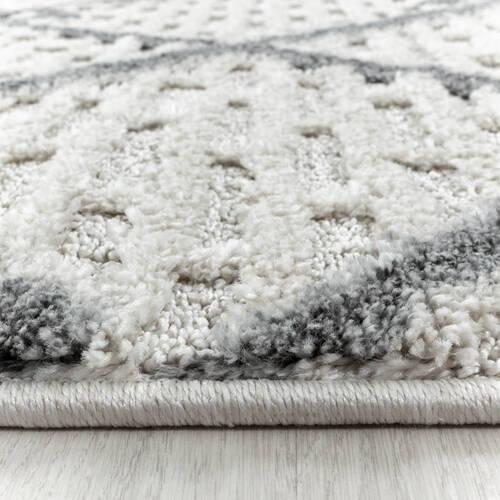 Webteppich Creme/Grau Pisa Rund Ø 200 cm - Creme, KONVENTIONELL, Textil (200/200cm)