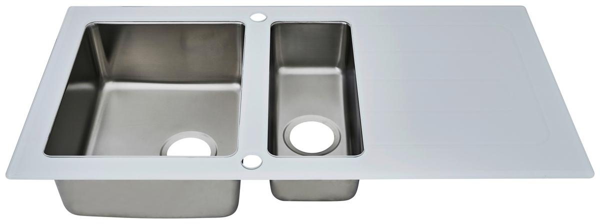 Spüle Respekta Edelstahl Bxt: 100x50 cm - Weiß, Trend, Glas/Metall (100/21/50cm) - Respekta