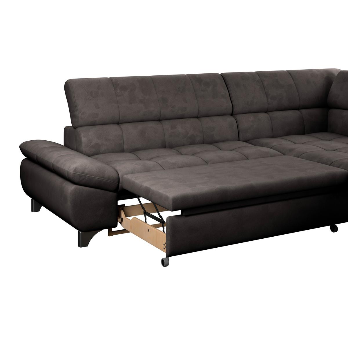 Ecksofa Gemini Graubraun, B: 312cm - Chromfarben/Graubraun, KONVENTIONELL, Textil (312/234cm)