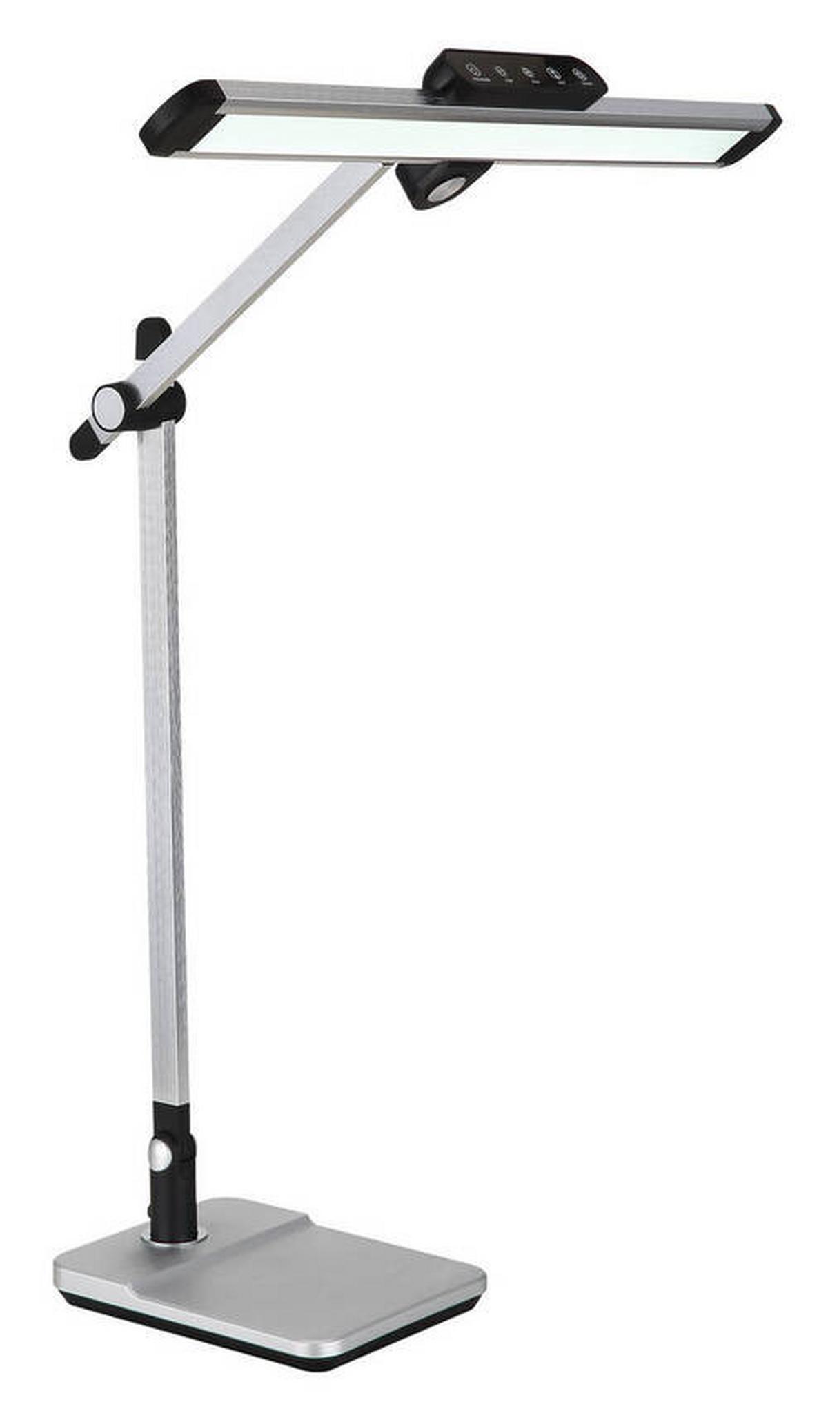 LED-Schreibtischleuchte 58453 - Silberfarben/Schwarz, Design, Kunststoff/Metall (36,8/50/61,2cm) - Globo
