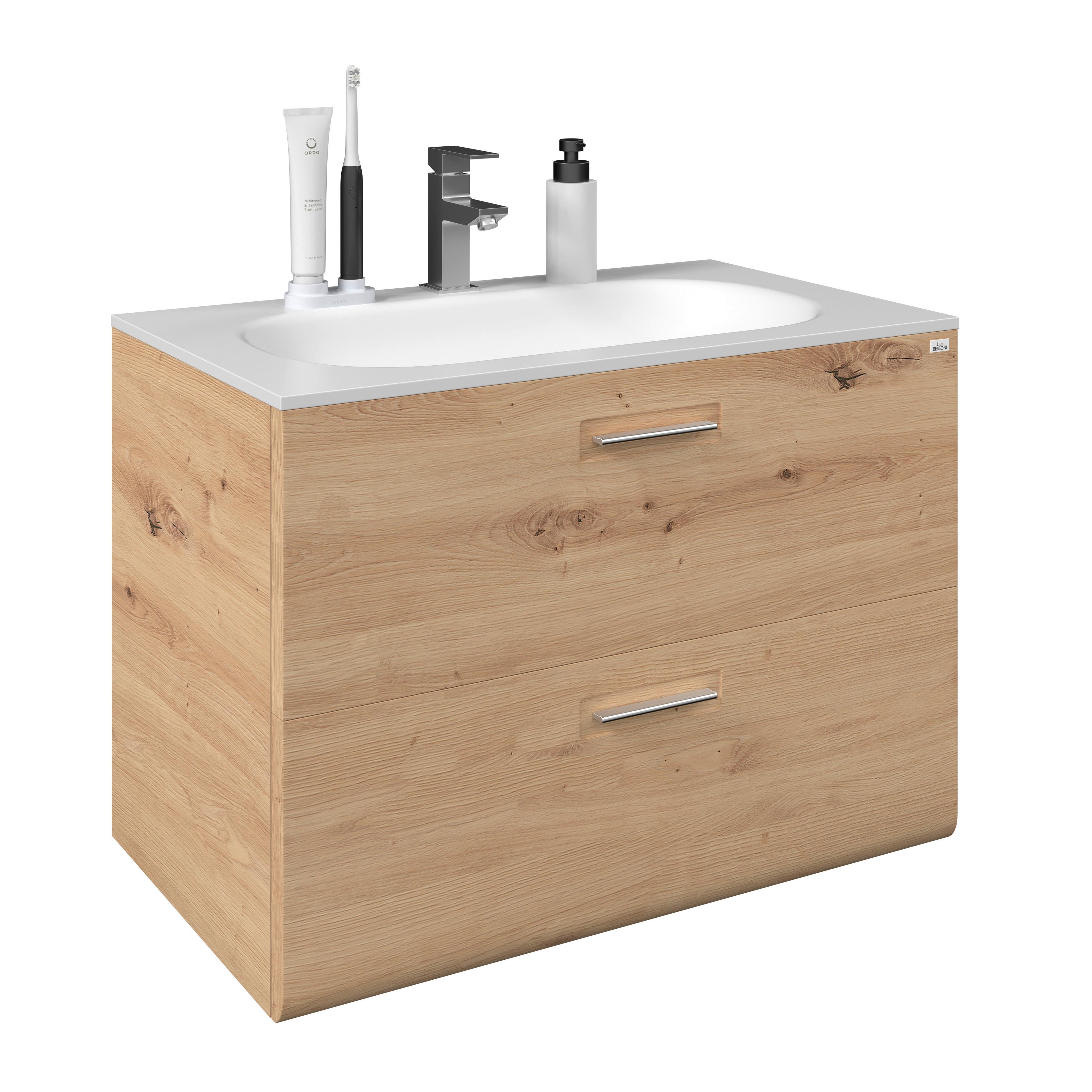 Waschbeckenunterschrank mit Soft-Close Avensis, B: 75 cm - Eichefarben, MODERN, Holzwerkstoff (75/53/45cm) - Luca Bessoni