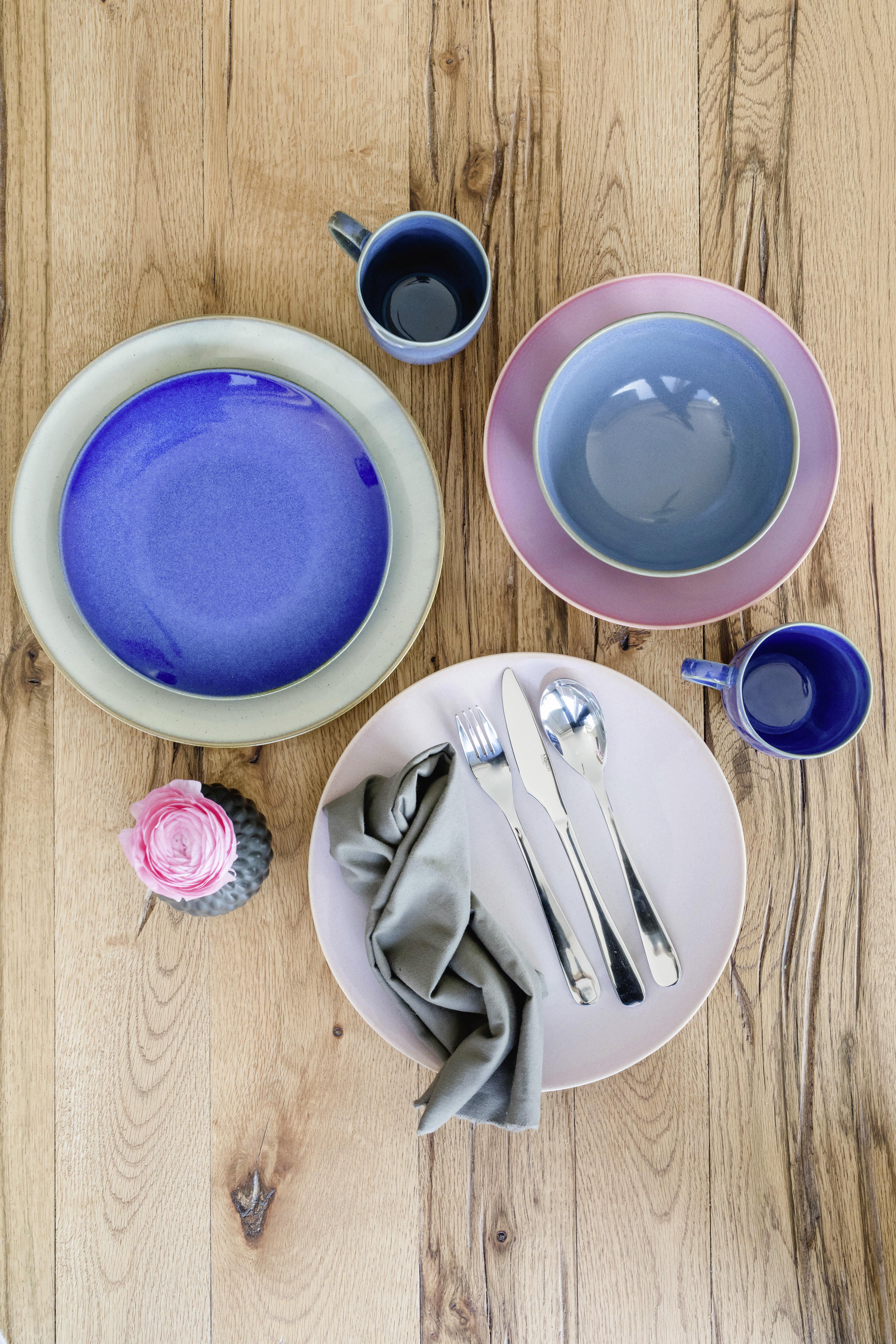 Kombiservice Ossia Keramik 4 Personen Geschirr Set - Hellblau, Basics, Keramik - Mäser
