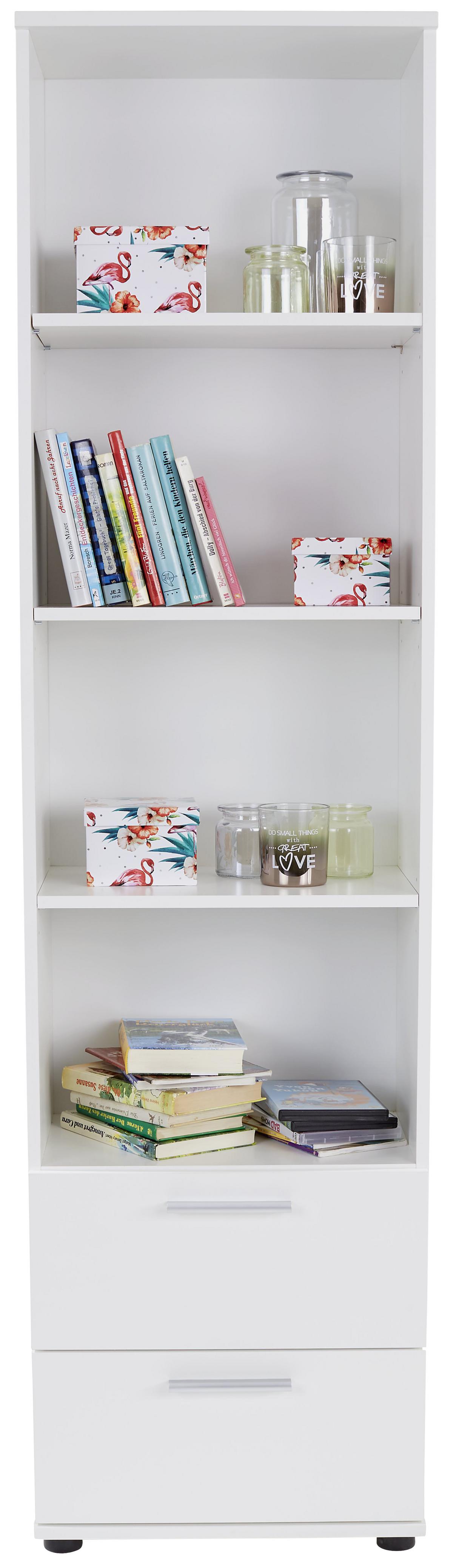 STOJACÍ REGÁL STAR - bílá/barvy stříbra, Konvenční, kompozitní dřevo/plast (48/191/33,2cm)