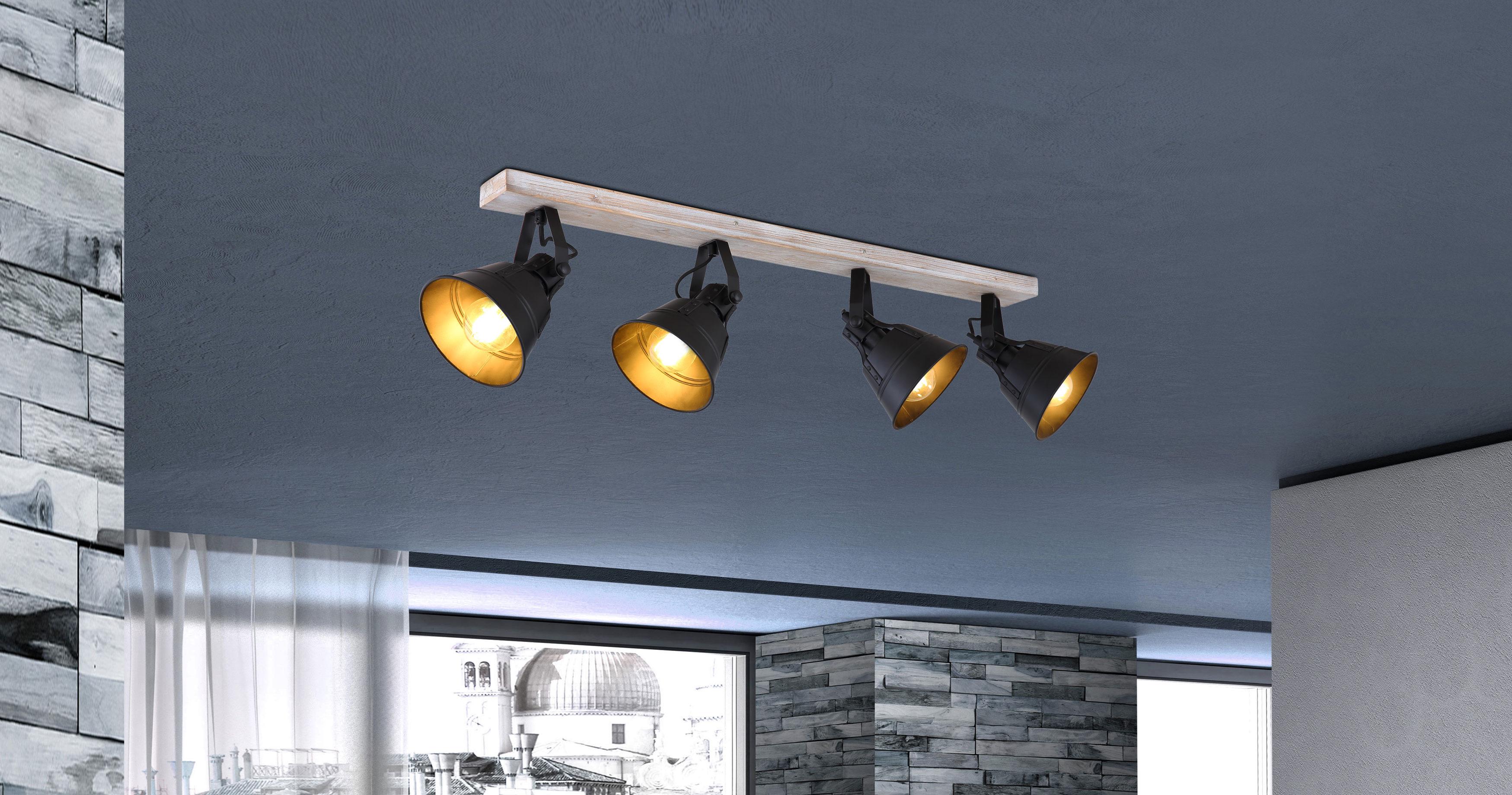 Strahler 15366s-4 Günther - Goldfarben/Schwarz, Trend, Holz/Metall (82/17,5/18cm) - Globo