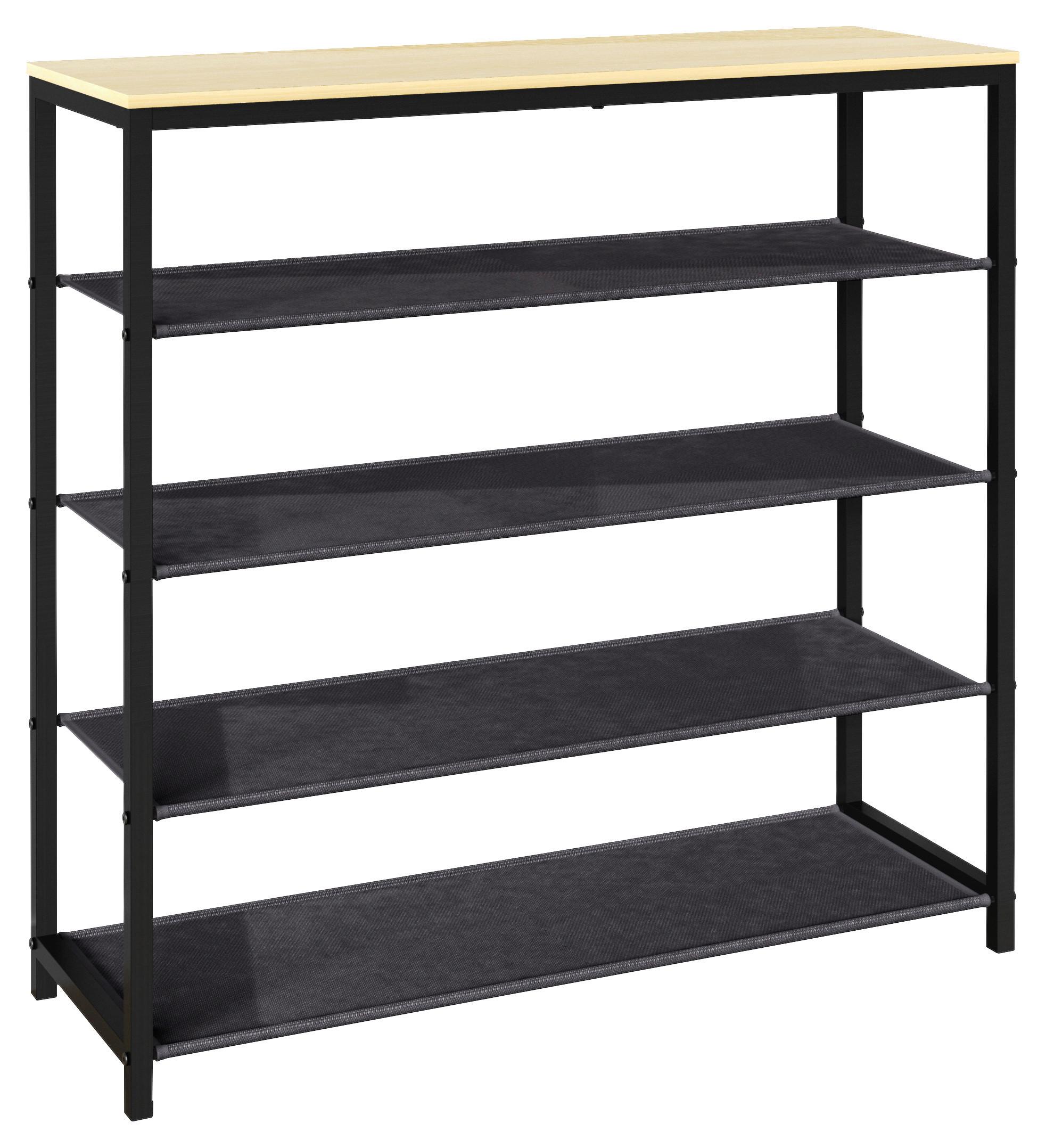 SCHUHREGAL Taliro Schwarz Honig Dekor - Honigeiche/Schwarz, Design, Holzwerkstoff/Metall (90/87/30cm) - MID.YOU