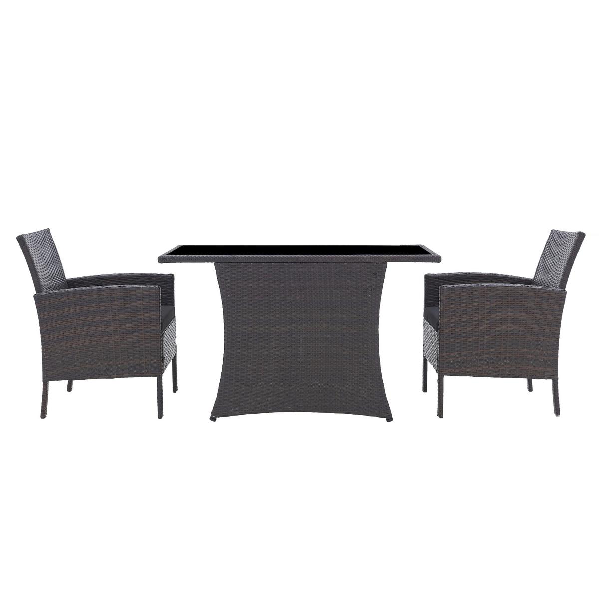 GARTENTISCHGRUPPE Schwarz/Braun 5-teilig - Schwarz/Braun, Design, Glas/Kunststoff - MID.YOU