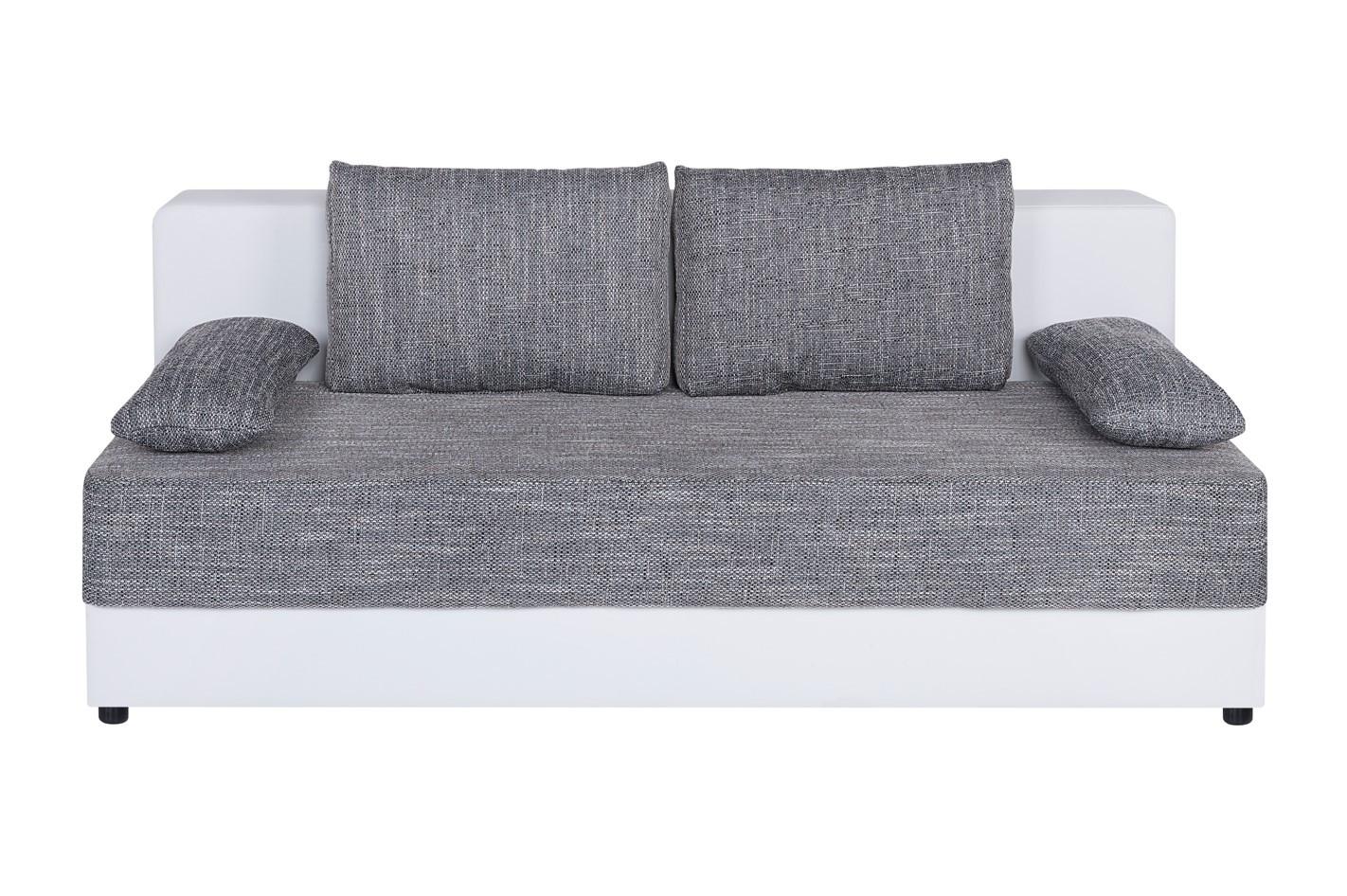 Pohovka LUCY, bílá/šedá s lůžkem a úložným prostorem - šedá/bílá, Basics, kompozitní dřevo/textil (200/90/103cm)
