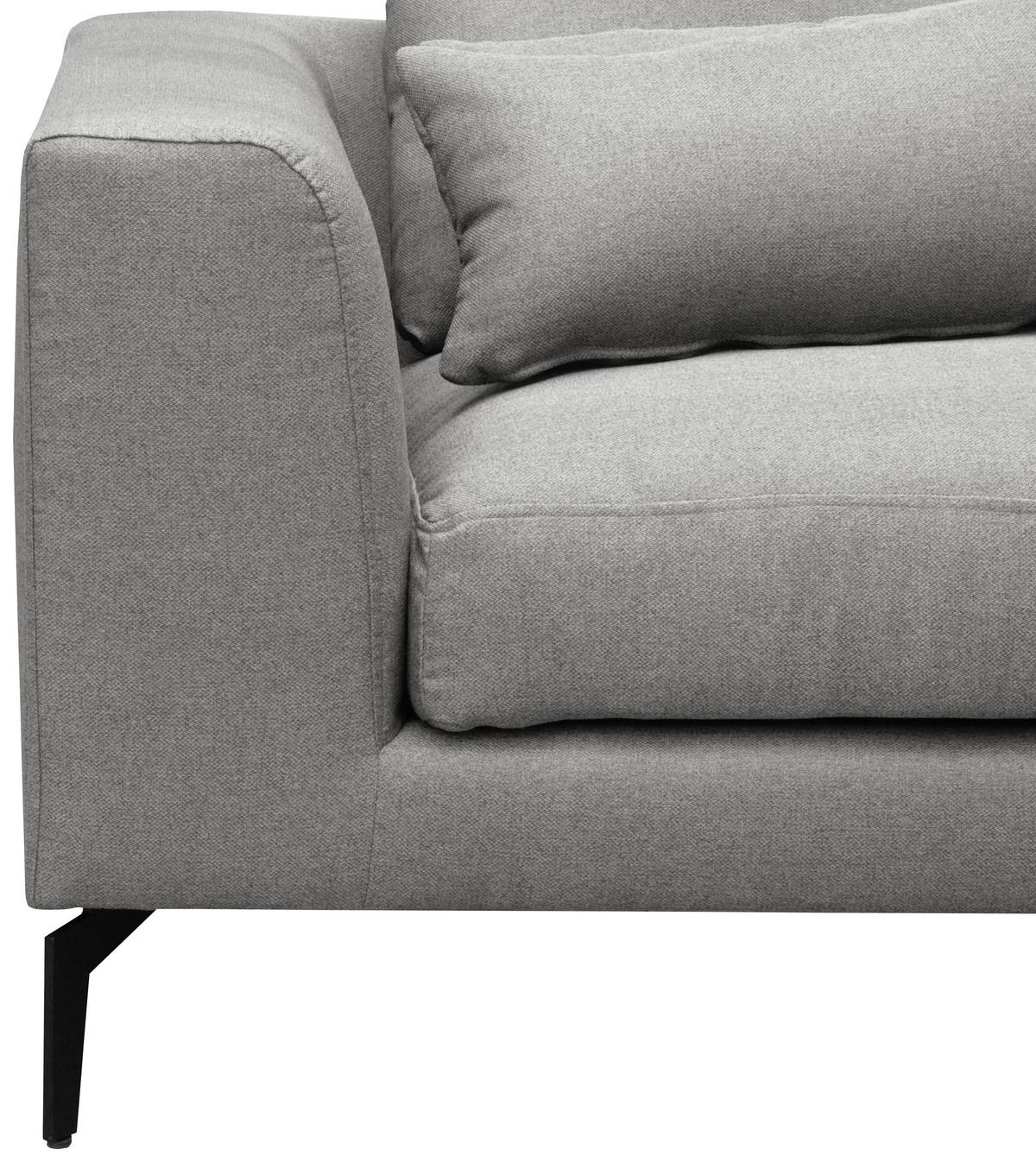 Ecksofa Berlin Webstoff Grau 313x172 Cm - Schwarz/Grau, Design, Textil (313/172cm) - Livetastic