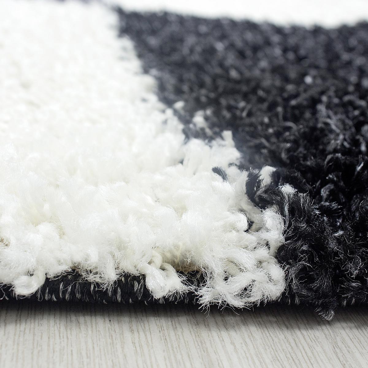 Hochflor Teppich Schwarz Life 60x110 cm - Schwarz, KONVENTIONELL, Textil (60/110cm) - Novel