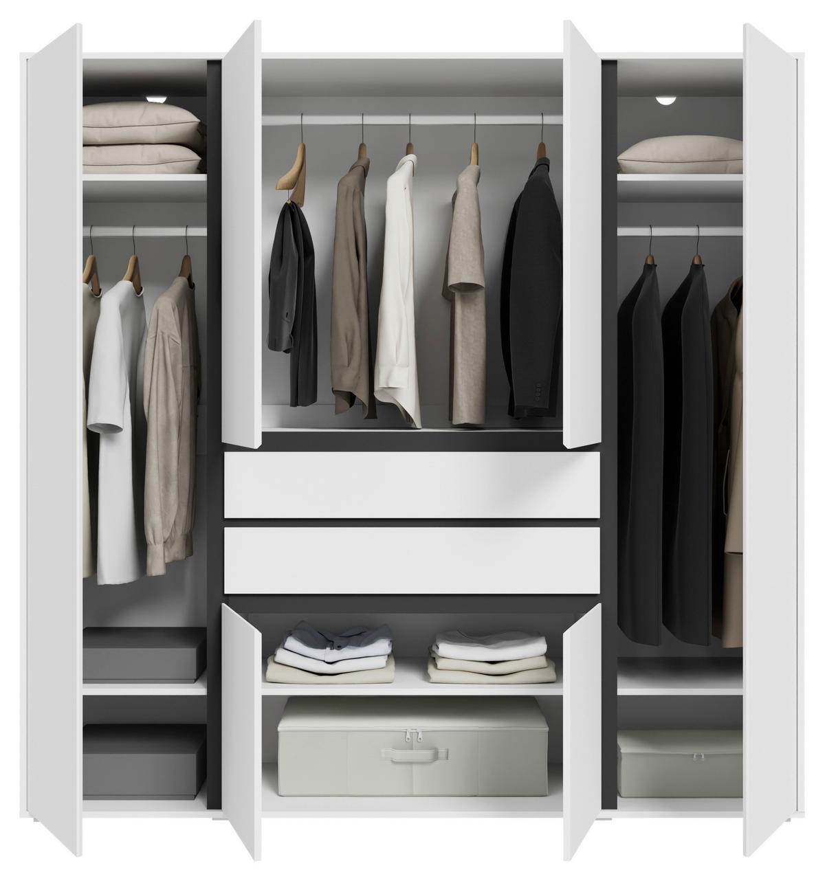 DREHTÜRENSCHRANK Falun Weiß B: 197cm - Weiß, MODERN, Holzwerkstoff (197/194/56cm) - MID.YOU