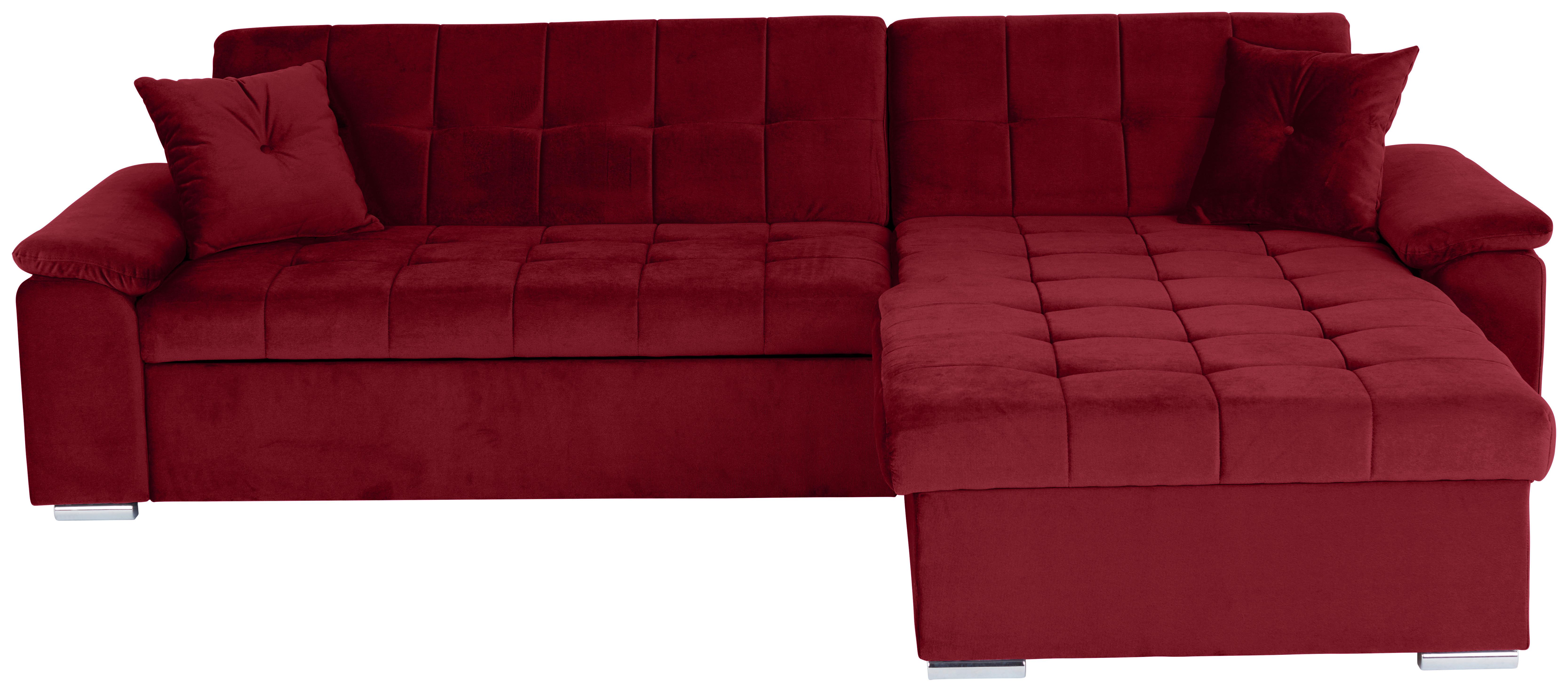 Ecksofa Mit Schlaffunktion Keaton Und Bettkasten, Burgunder - Bordeaux, Basics, Textil (263/169cm) - Livetastic