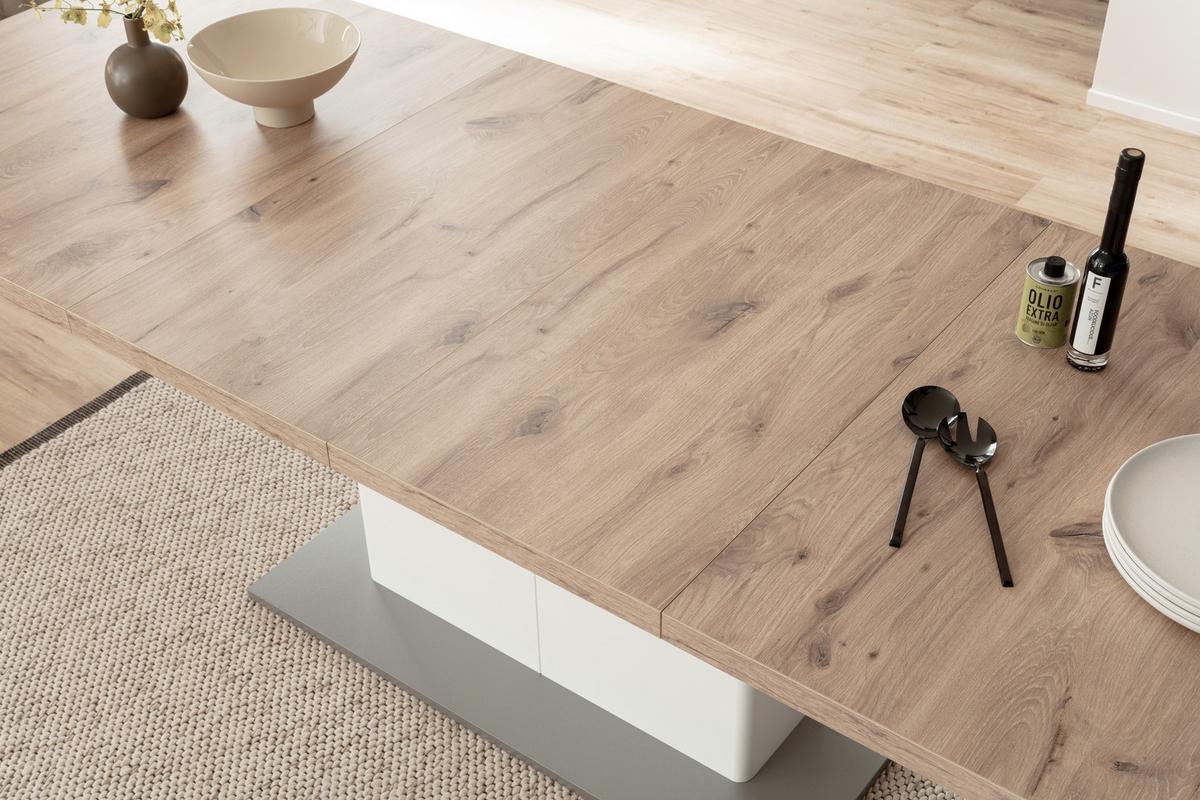 Esstisch Palermo Weiß/eiche D. B: 180cm - Eichefarben/Weiß, Design, Holzwerkstoff (180/77/100cm) - Livetastic