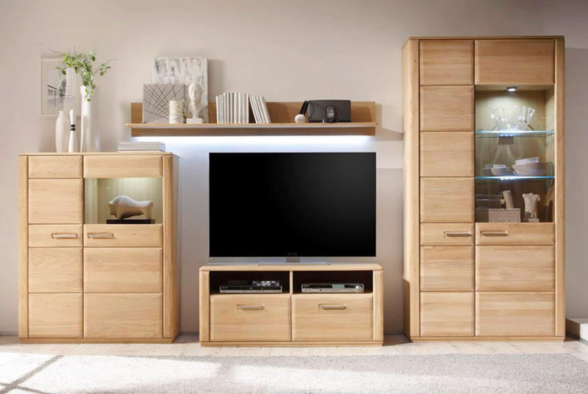 Wohnkombination 4-Tlg. Sena Eichefarben - Eichefarben, Design, Glas/Holz (357/209/51cm) - Livetastic