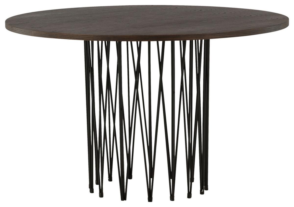 Esstisch Stone - Dunkelbraun/Schwarz, Design, Holzwerkstoff/Metall (120/120/74cm) - Livetastic