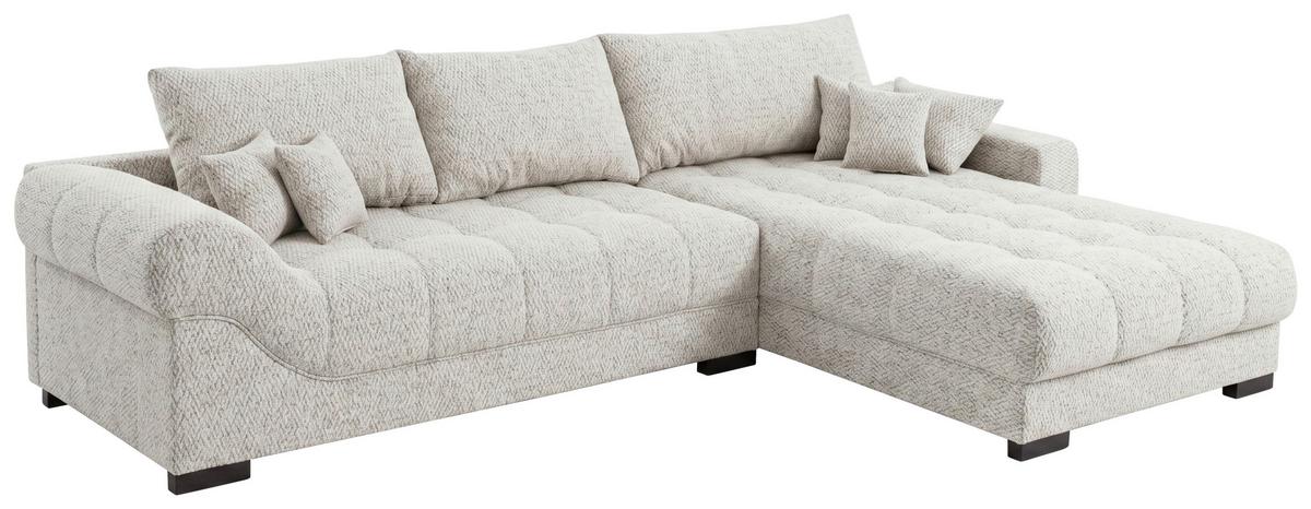 Boxspringecksofa Emil Webstoff creme, S:343x217cm - Creme/Schwarz, ROMANTIK / LANDHAUS, Holzwerkstoff/Textil (343/217cm)