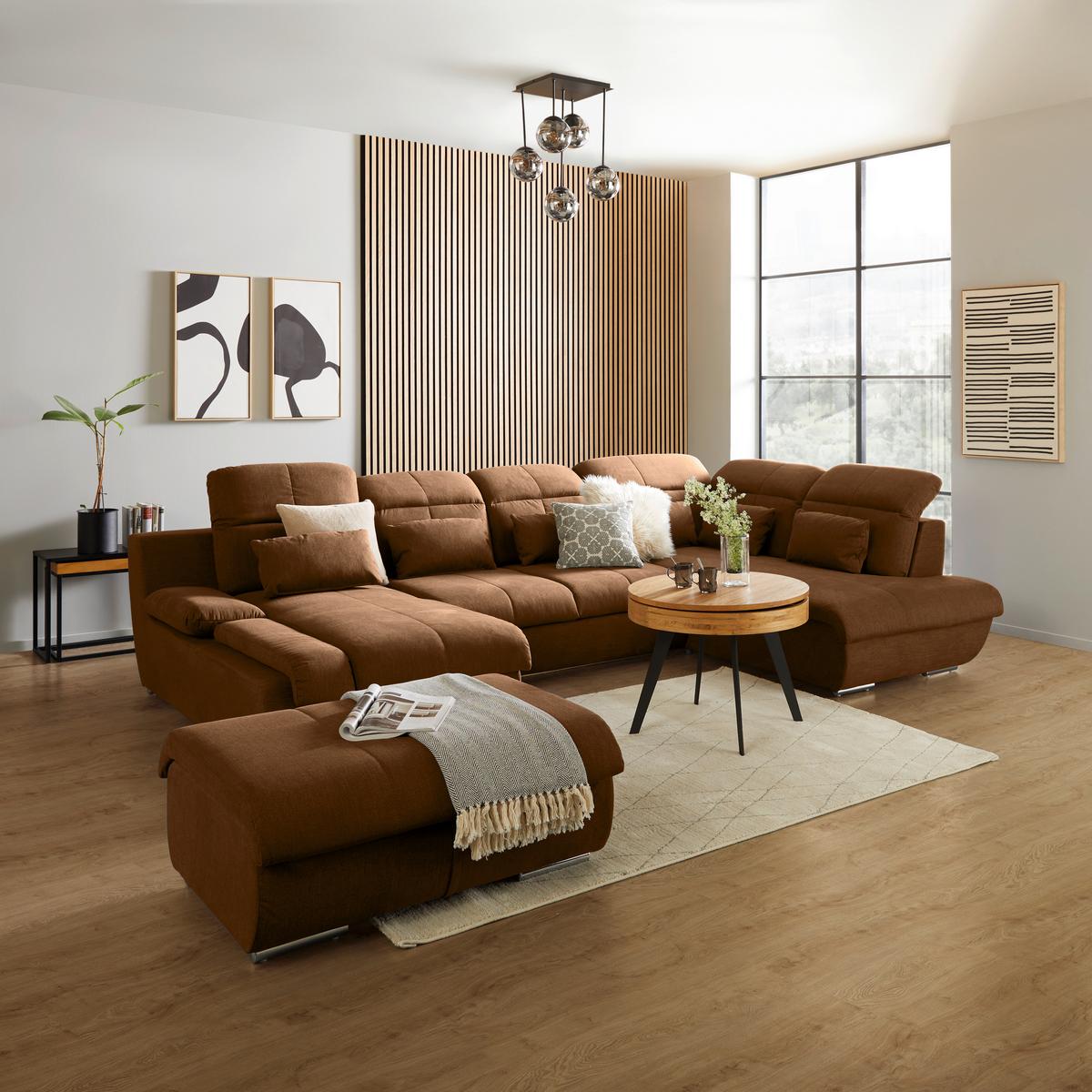 Hocker Multi - Chromfarben/Cognac, MODERN, Textil (100/43/80cm) - Luca Bessoni