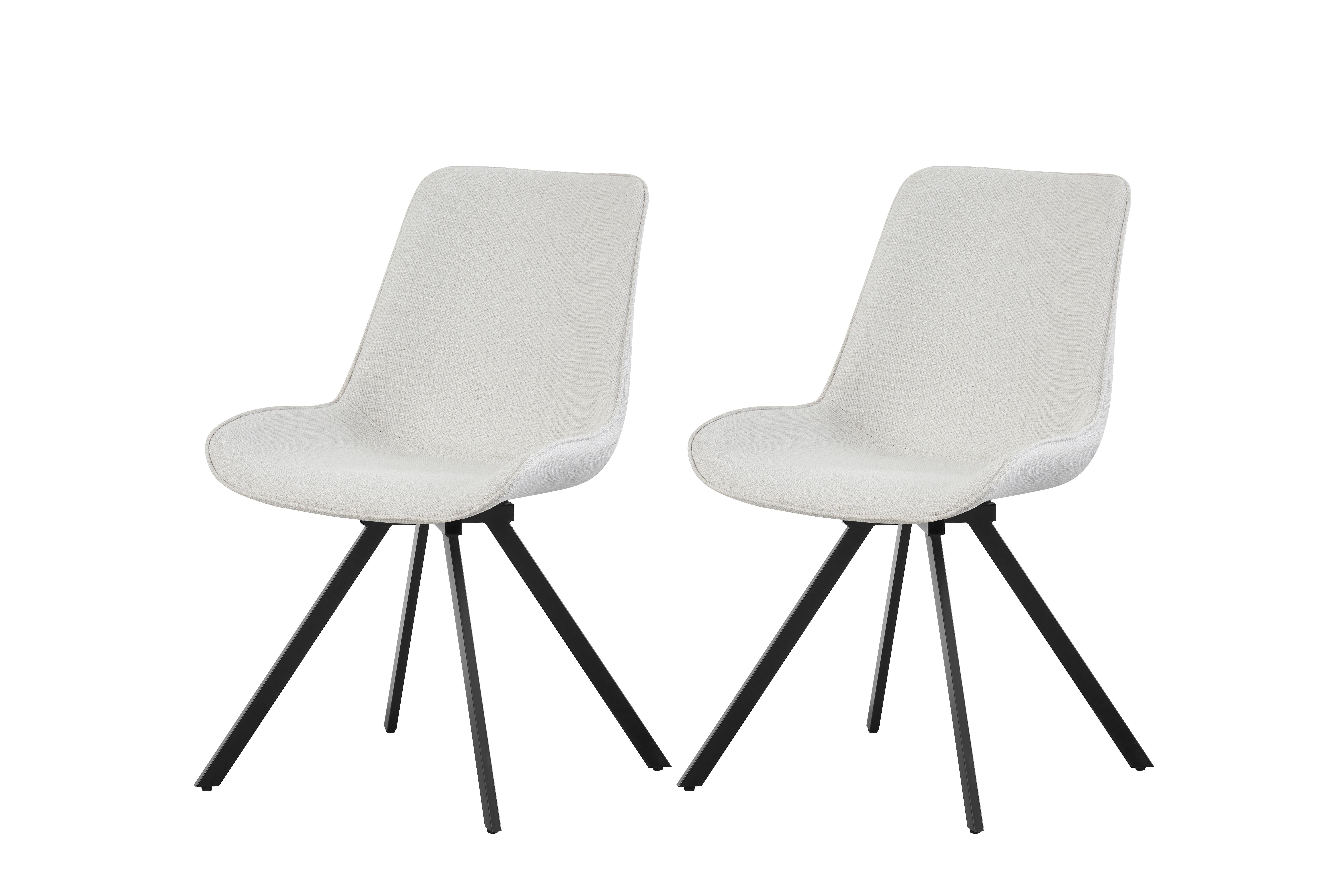 Stuhl-Set Emilia Creme B: 52 cm - Creme/Schwarz, MODERN, Textil/Metall (52/85/61cm) - MID.YOU