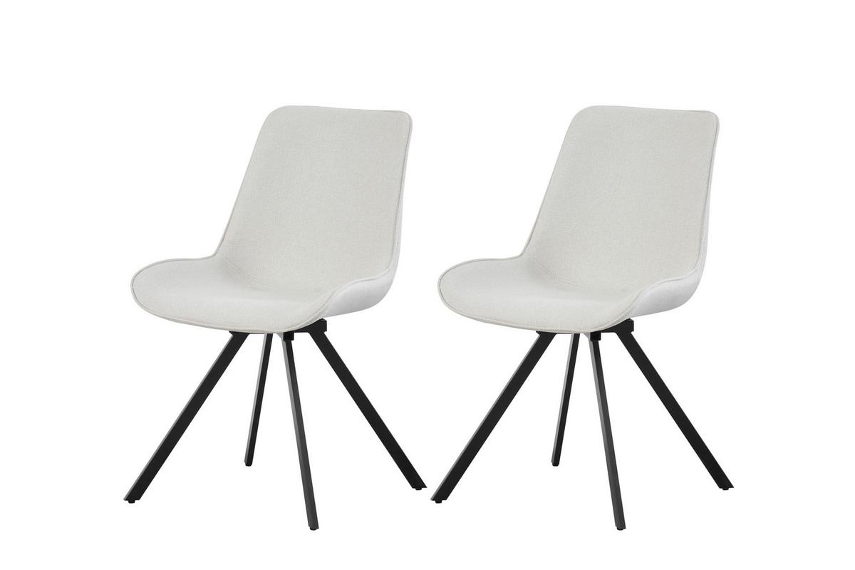 Stuhl-Set Emilia Creme B: 52 cm - Creme/Schwarz, MODERN, Textil/Metall (52/85/61cm) - MID.YOU