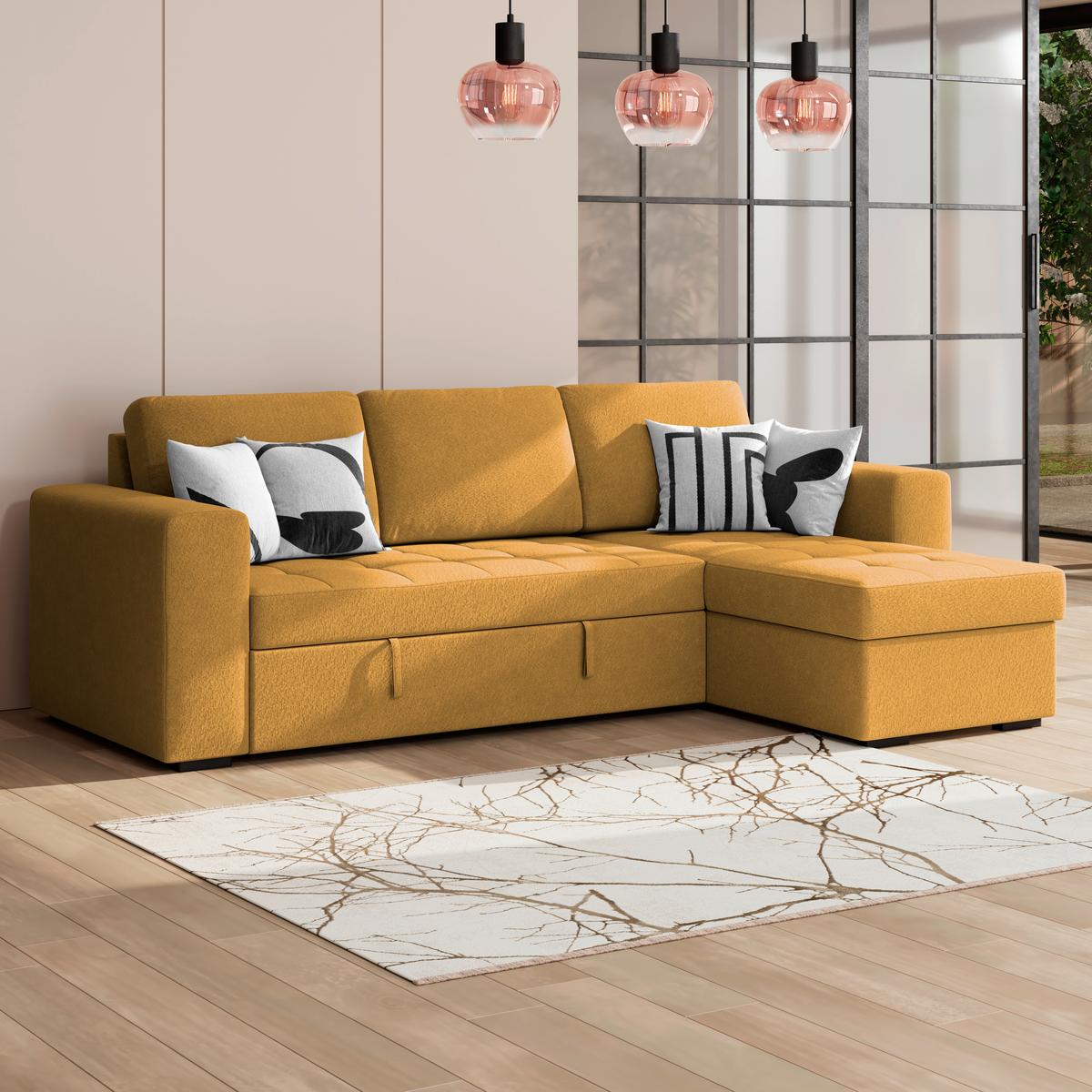 Ecksofa Jan Senfgelb S: 247x155 Cm - Senfgelb, Trend, Textil (247/155cm)