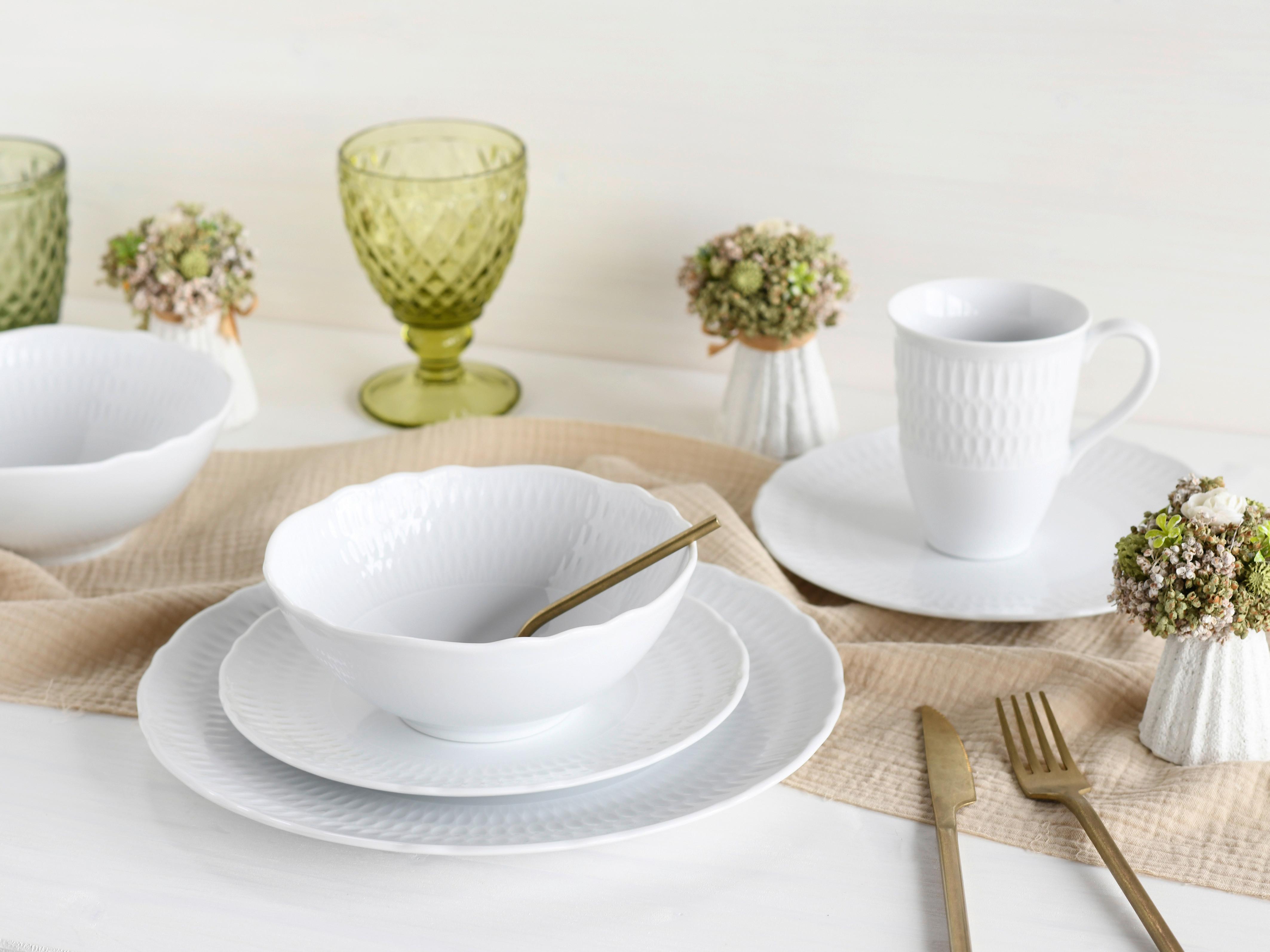Kombiservice Sofia Keramik 2 Personen Geschirr Set Weiß - Weiß, Trend, Keramik - Creatable