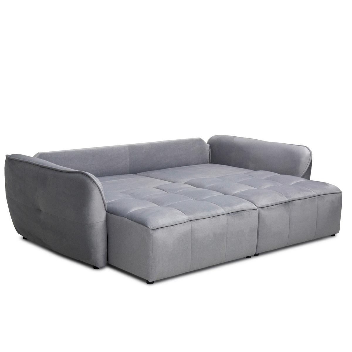 Boxspringová pohovka BOMBEI, sivý velúr - čierna/sivá, Modern, drevo/kompozitné drevo (243/94/125cm) - Premium Living
