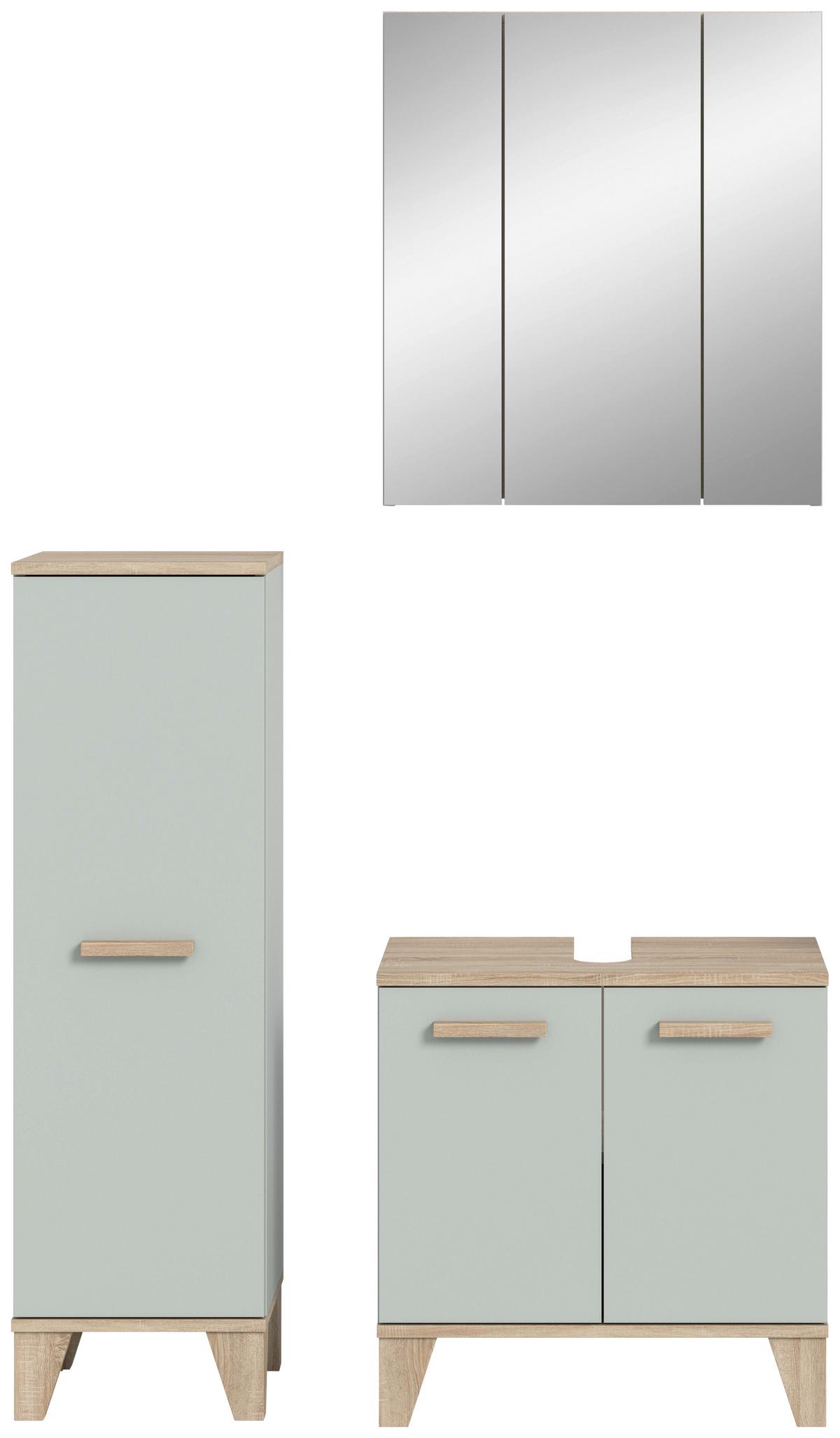 Badezimmer Eiche/Graugrün K: 94 cm - Eichefarben/Hellgrün, MODERN, Holzwerkstoff (94cm) - MID.YOU