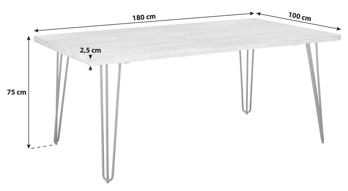 Gartentisch Bergen Aus Akazienholz L: 180 cm - Schwarz/Akaziefarben, MODERN, Holz/Metall (180/75/100cm) - Beldano