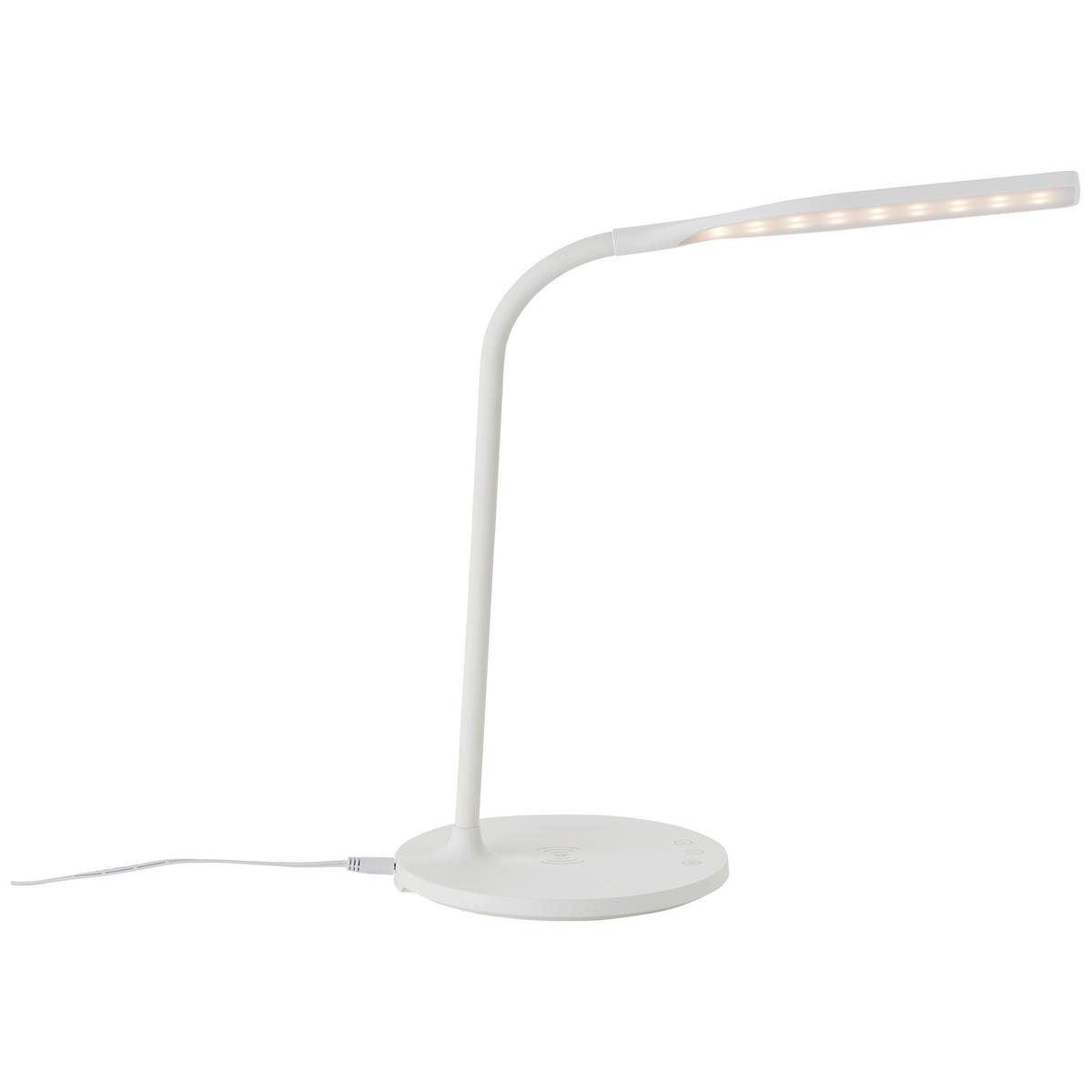 LED-Schreibtischlampe Joni dimmbar Weiß Handyladefunktion - Weiß, Basics, Kunststoff (17/34/33cm) - Brilliant