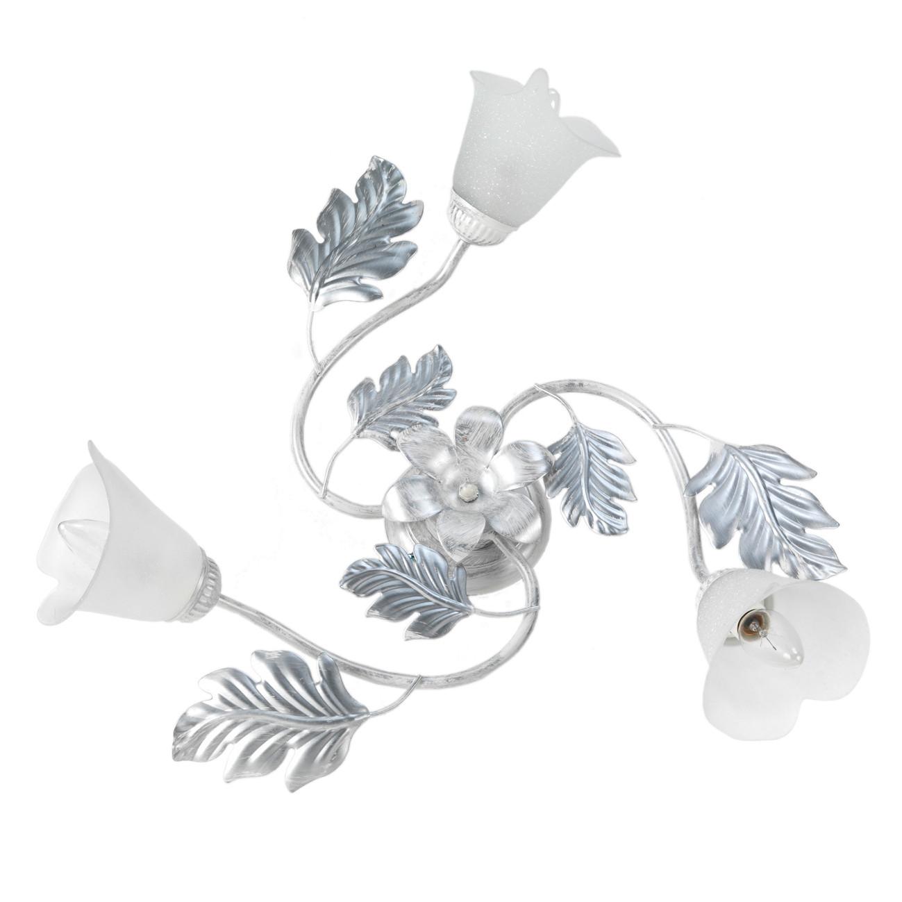 Deckenleuchte 4836/Pl3 - Silberfarben/Weiß, KONVENTIONELL, Glas/Metall (60/20cm)