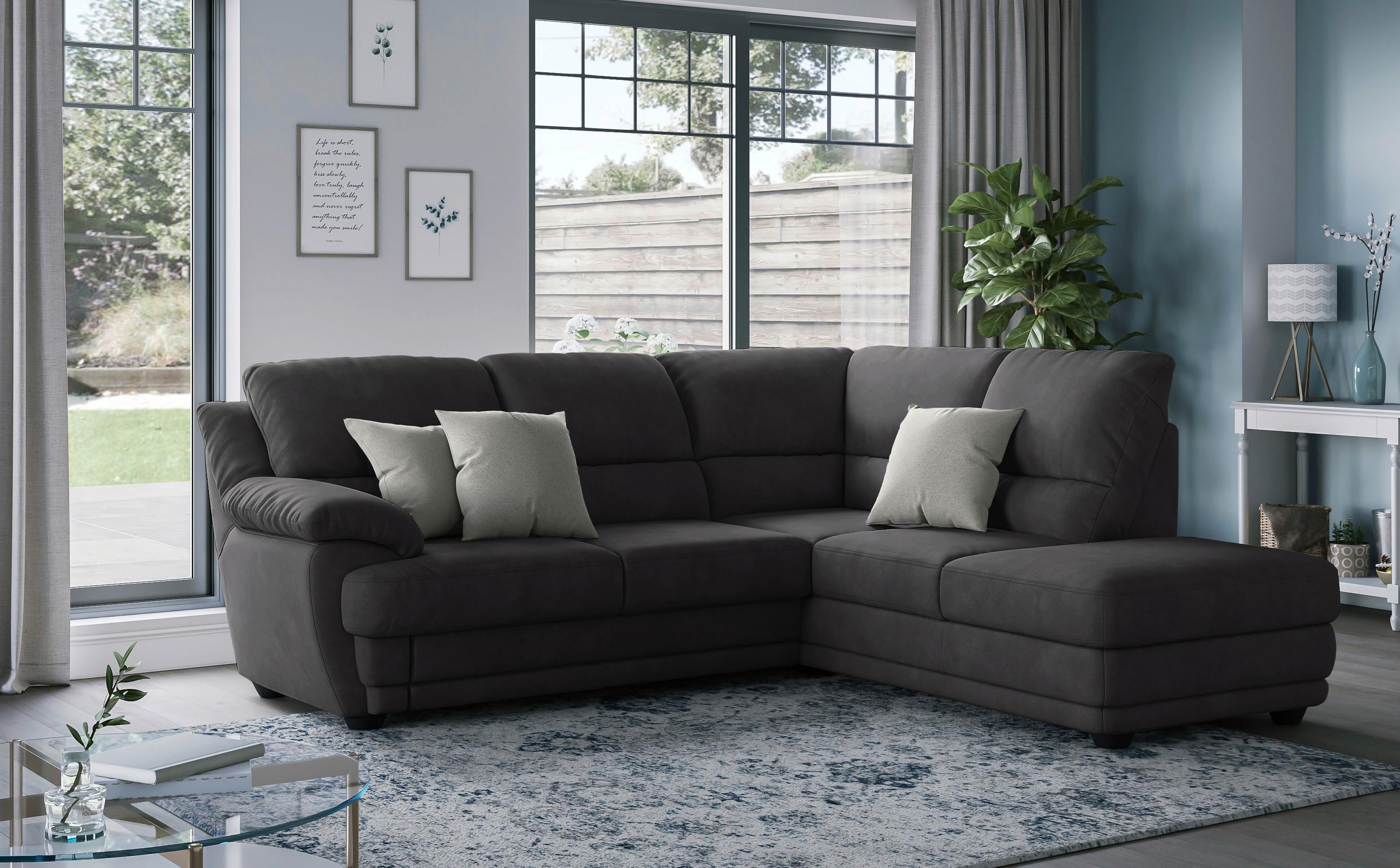 Ecksofa Nebolo Dunkelgrau Mikrofaser - Dunkelgrau, Design, Textil (245/225cm) - Livetastic