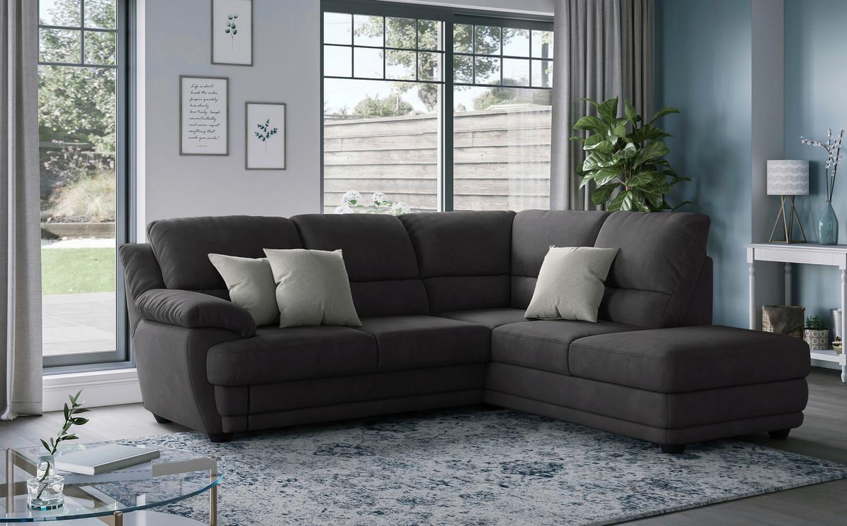 Ecksofa Nebolo Dunkelgrau Mikrofaser - Dunkelgrau, Design, Textil (245/225cm) - Livetastic
