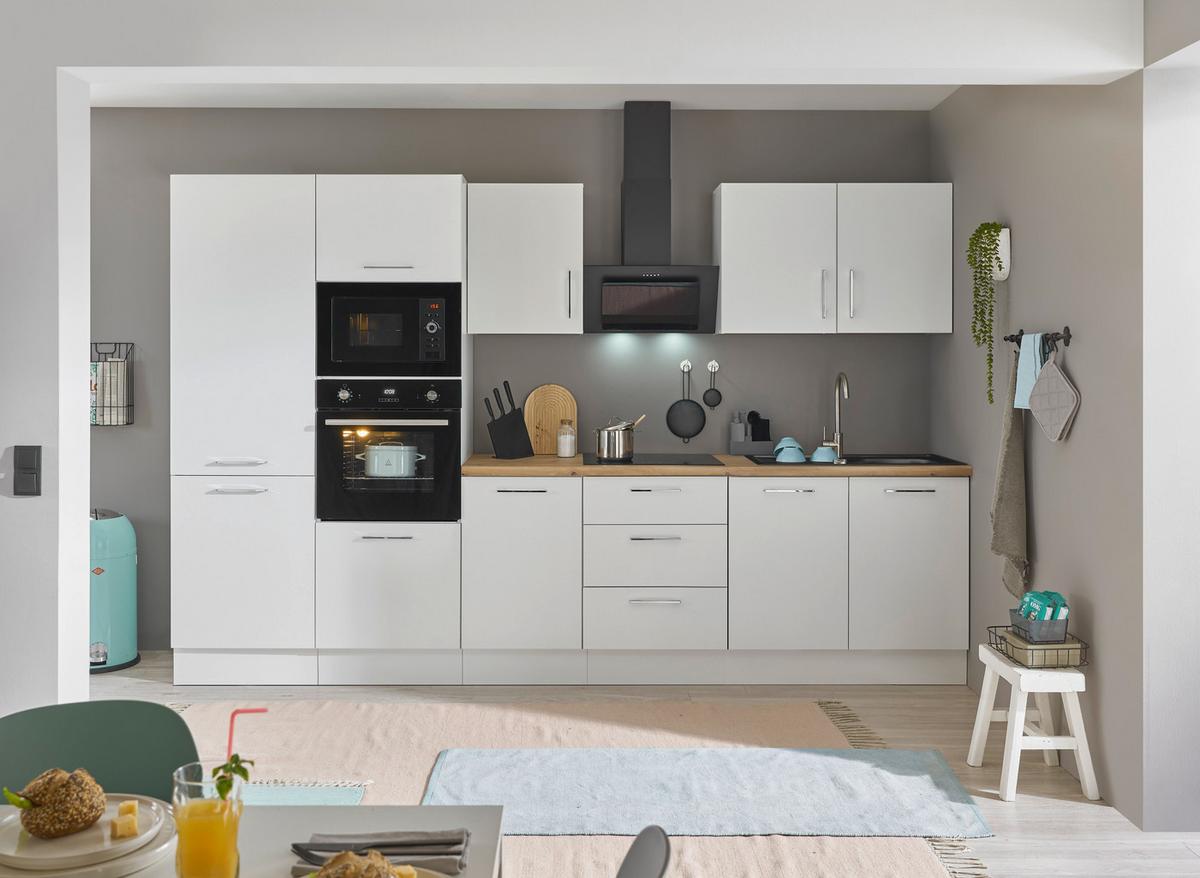 Küchenblock Turin Weiß/Eiche Dekor B: 330 cm - Weiß/Eiche Artisan, Basics, Holzwerkstoff (330cm) - MID.YOU