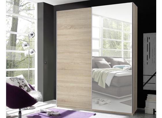 Schwebetürenschrank mit Spiegel 170cm Starter, Eiche Dekor - Eichefarben, Design, Glas/Holzwerkstoff (170/195/59cm) - P & B Schwebetürenschrank mit Spiegel 170cm Starter, Eiche Dekor - Eichefarben, Design, Glas/Holzwerkstoff (170/195/59cm) - P & B