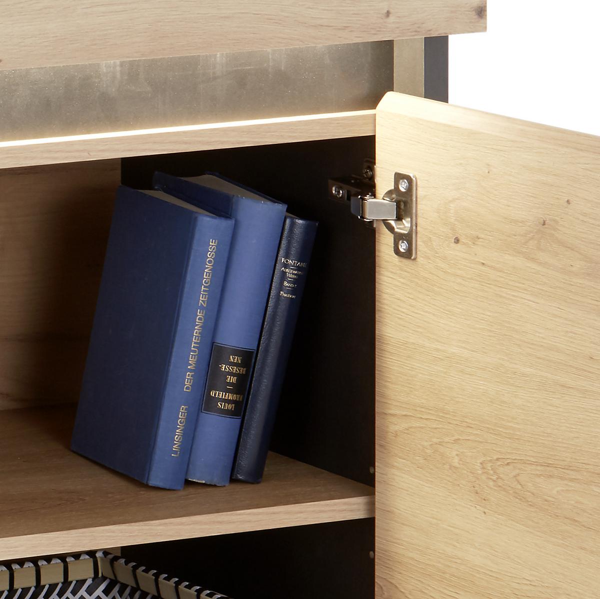 Kommode Inkl. Led, B 95,5cm Salerno, Eiche Dekor - Eichefarben/Grau, MODERN, Holzwerkstoff (95,5/86/40,1cm)