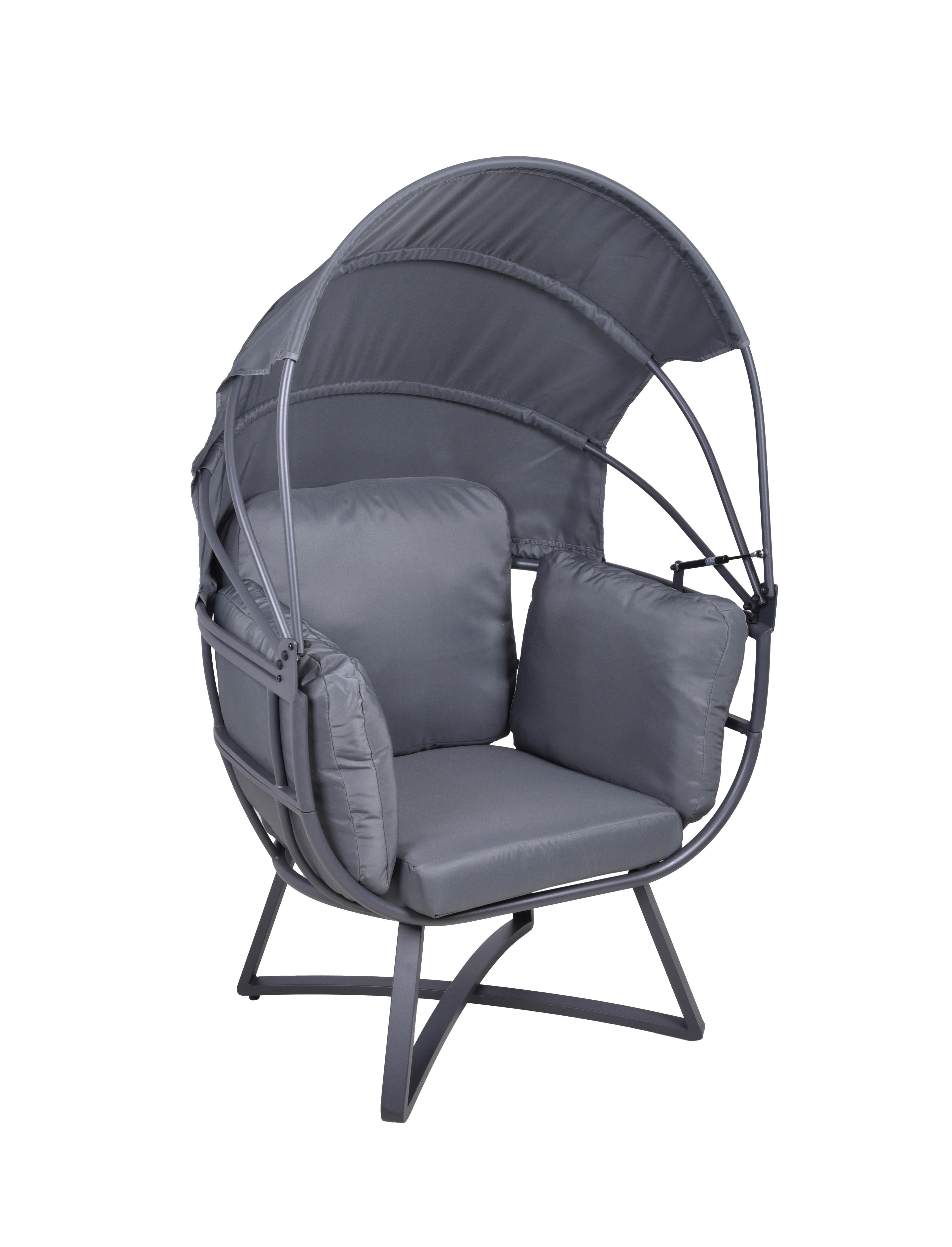 Garten-Relaxsessel Delos - Anthrazit/Grau, Basics, Kunststoff/Textil (91/152/77cm) - Gardenson