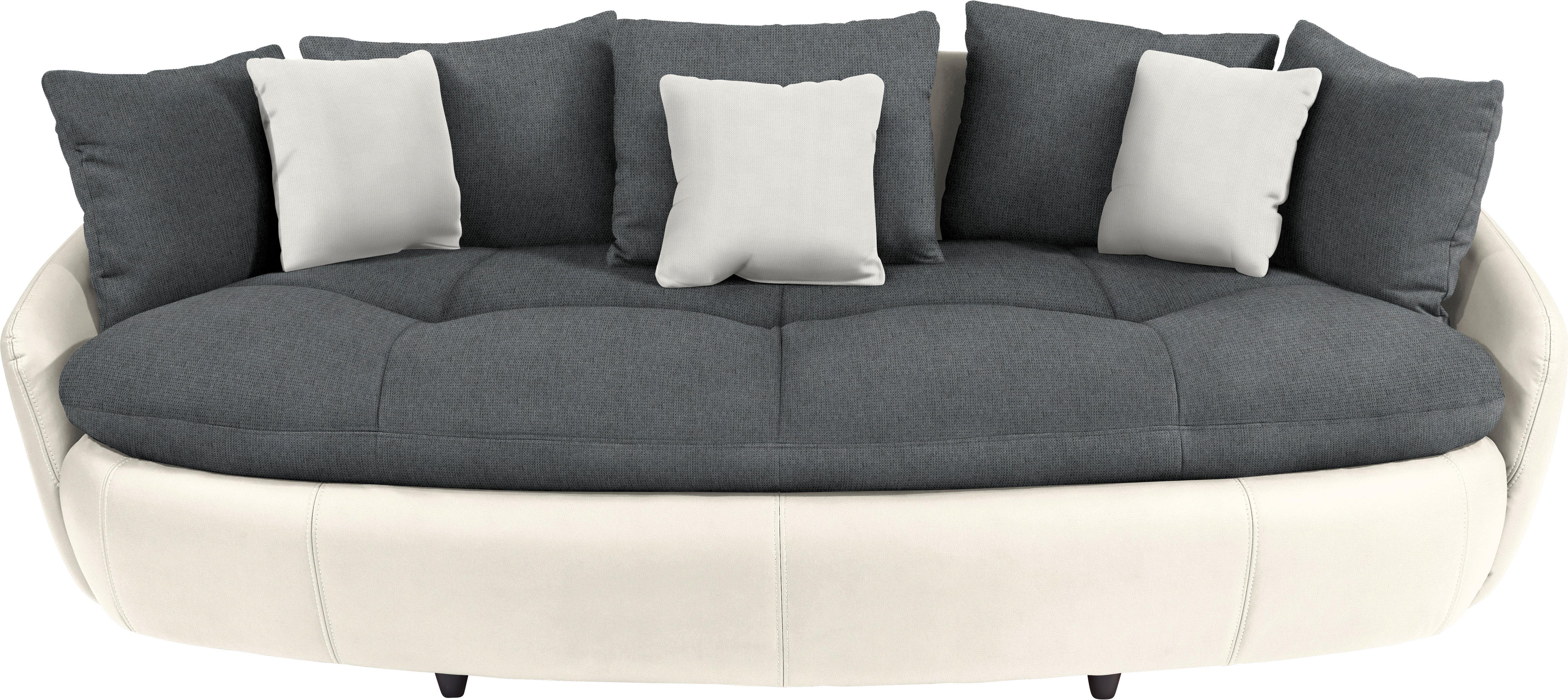 Big Sofa Aruba mit Kissen B: 238 cm Grau/Weiß Lederlook - Schwarz/Weiß, LIFESTYLE, Textil (238/80/140cm)