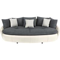 Big Sofa Aruba mit Kissen B: 238 cm Grau/Weiß Lederlook - Schwarz/Weiß, LIFESTYLE, Textil (238/80/140cm)