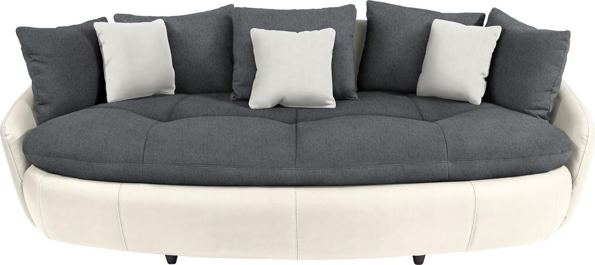 Big Sofa Aruba mit Kissen B: 238 cm Grau/Weiß Lederlook - Schwarz/Weiß, LIFESTYLE, Textil (238/80/140cm)
