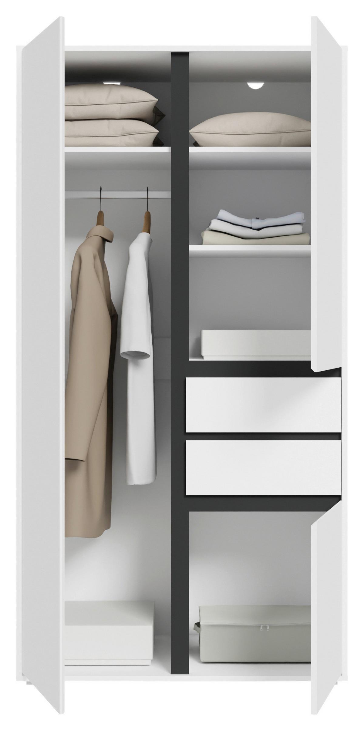DREHTÜRENSCHRANK Falun Weiß B: 100cm - Weiß, MODERN, Holzwerkstoff (100/194/56cm) - MID.YOU