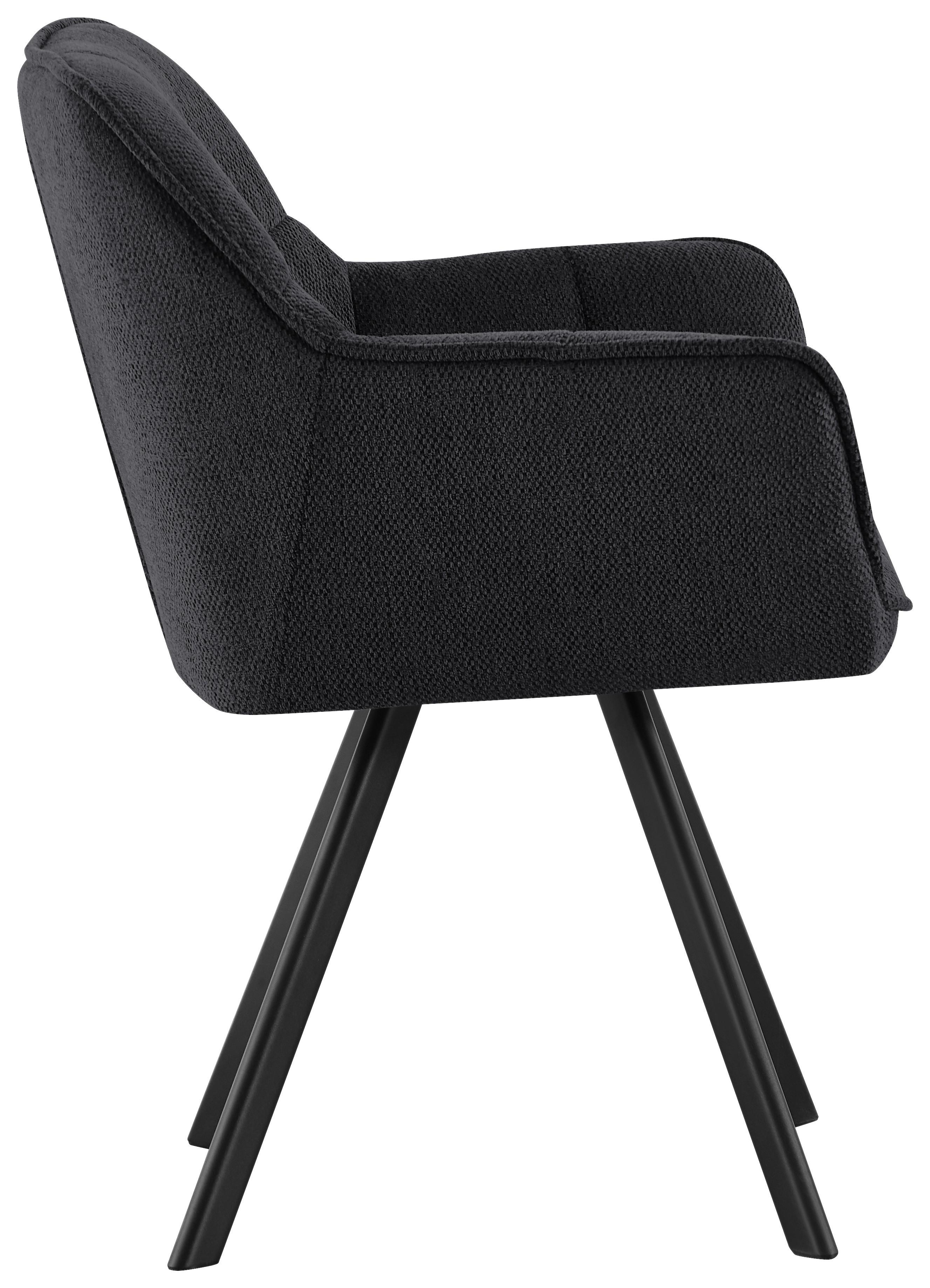 Armlehnstuhl Romy Dunkelgrau/Schwarz Gepolstert - Dunkelgrau/Schwarz, MODERN, Textil/Metall (62/85/62cm)