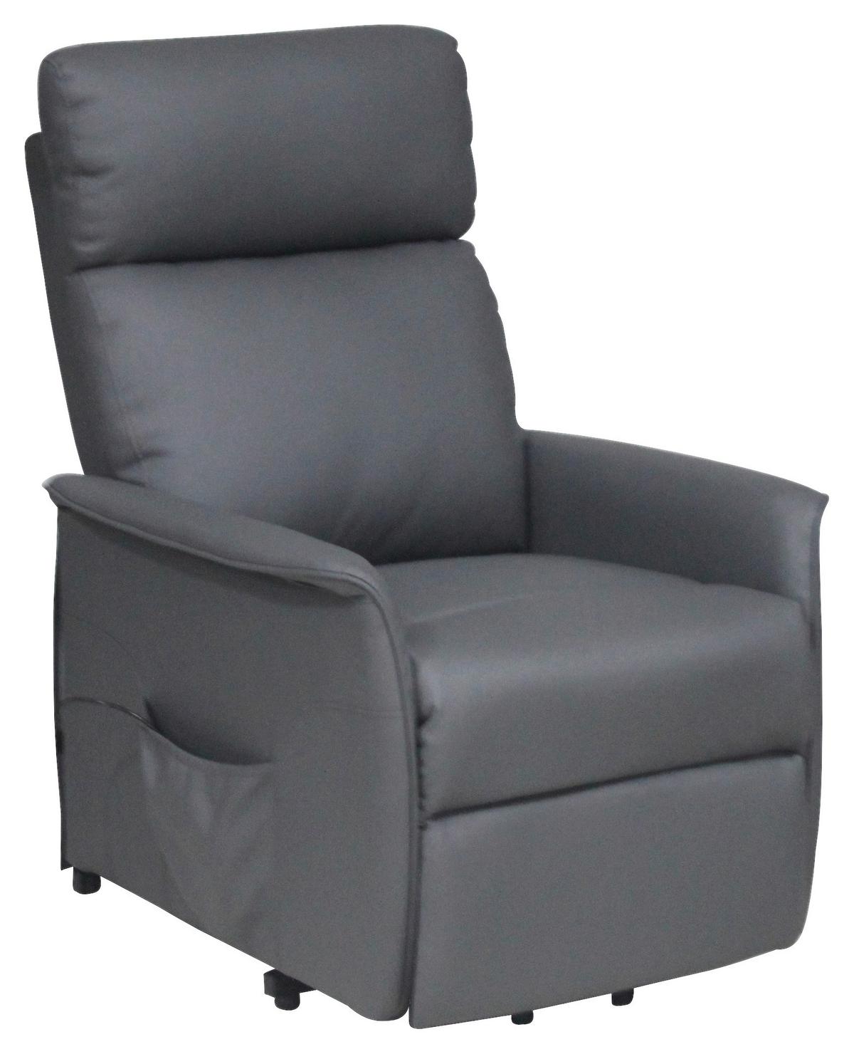 Fernsehsessel Elektrisch Graham Lederlook Grau - Dunkelgrau/Schwarz, KONVENTIONELL, Textil/Metall (66/80-97/90-159,5cm) - Luca Bessoni