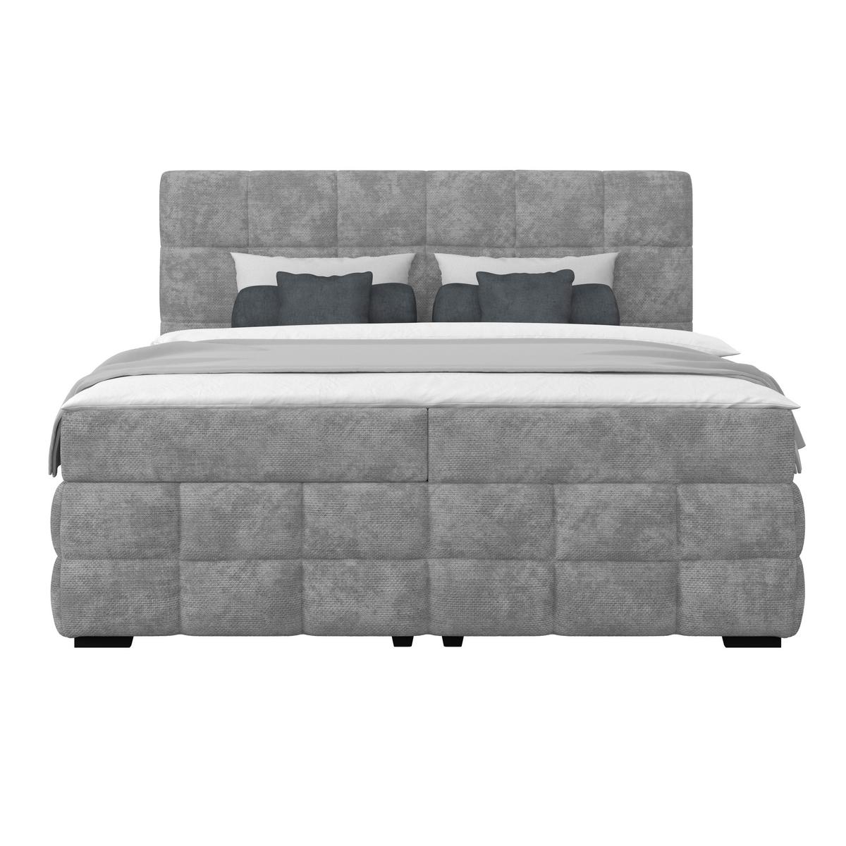 Čalouněná postel VEGA 180x200 cm, šedá - šedá/černá, Trend, dřevo/textil (180/200cm)