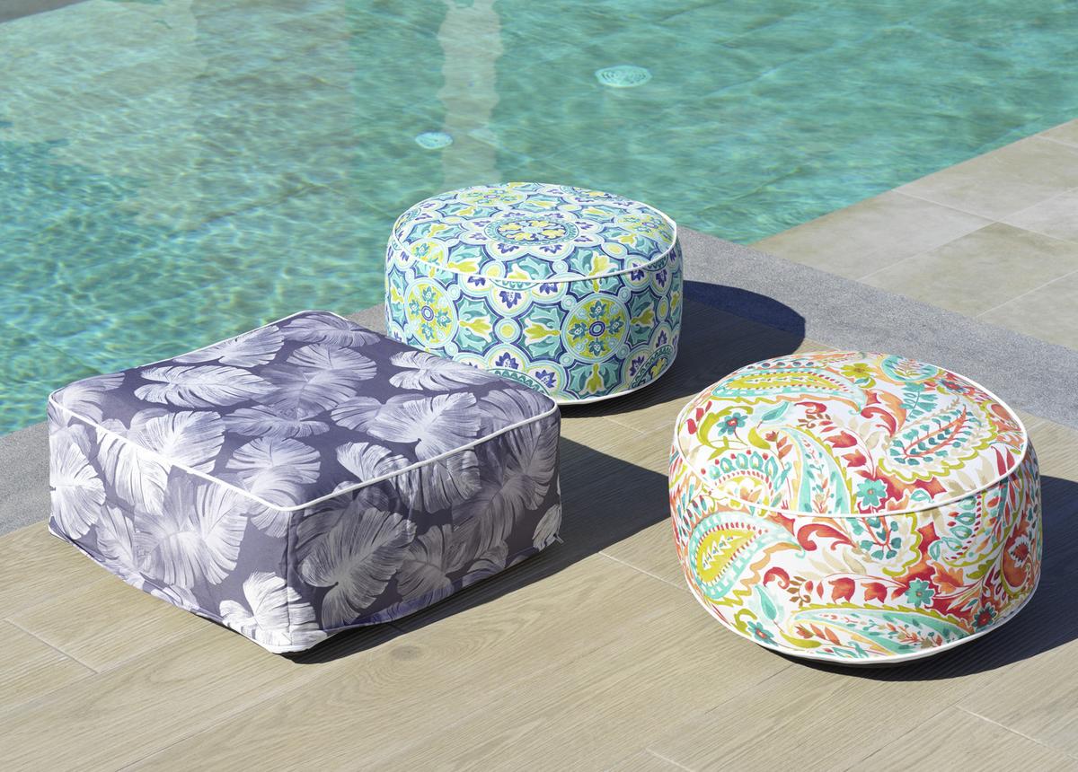 VONKAJŠIA TABURETKA „PUFF“ CASSY - viacfarebná, Modern, textil (53/23/53cm) - Bessagi Garden